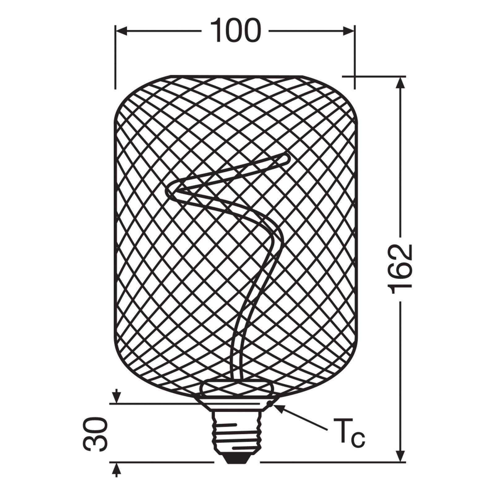 OSRAM Decor LED Spiral Filament Square E27 3,5W svart 818