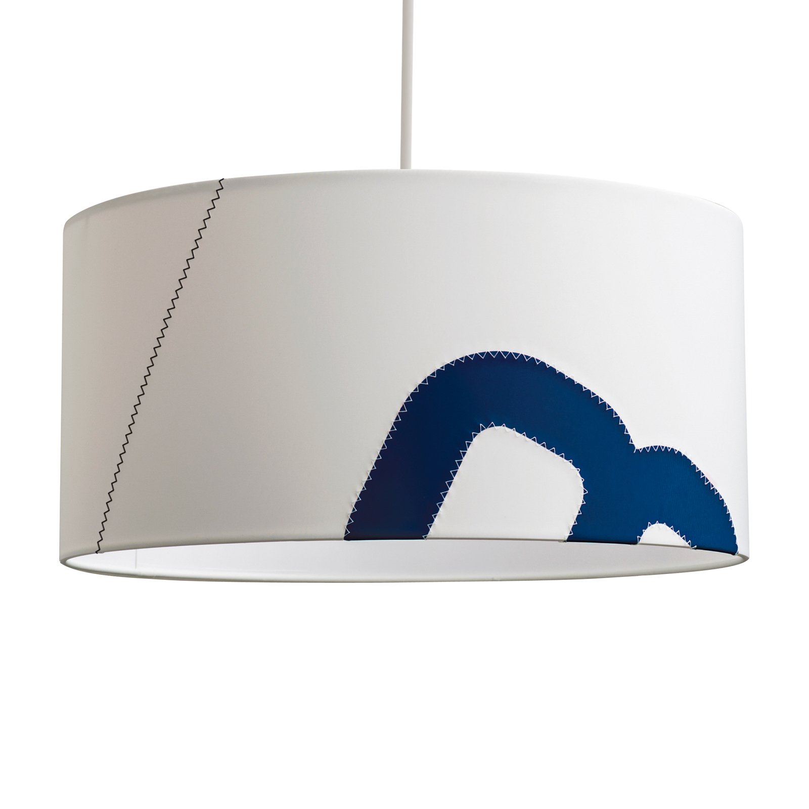 Hjemstavn hængelampe af sejl, 45cm, hvid/blå