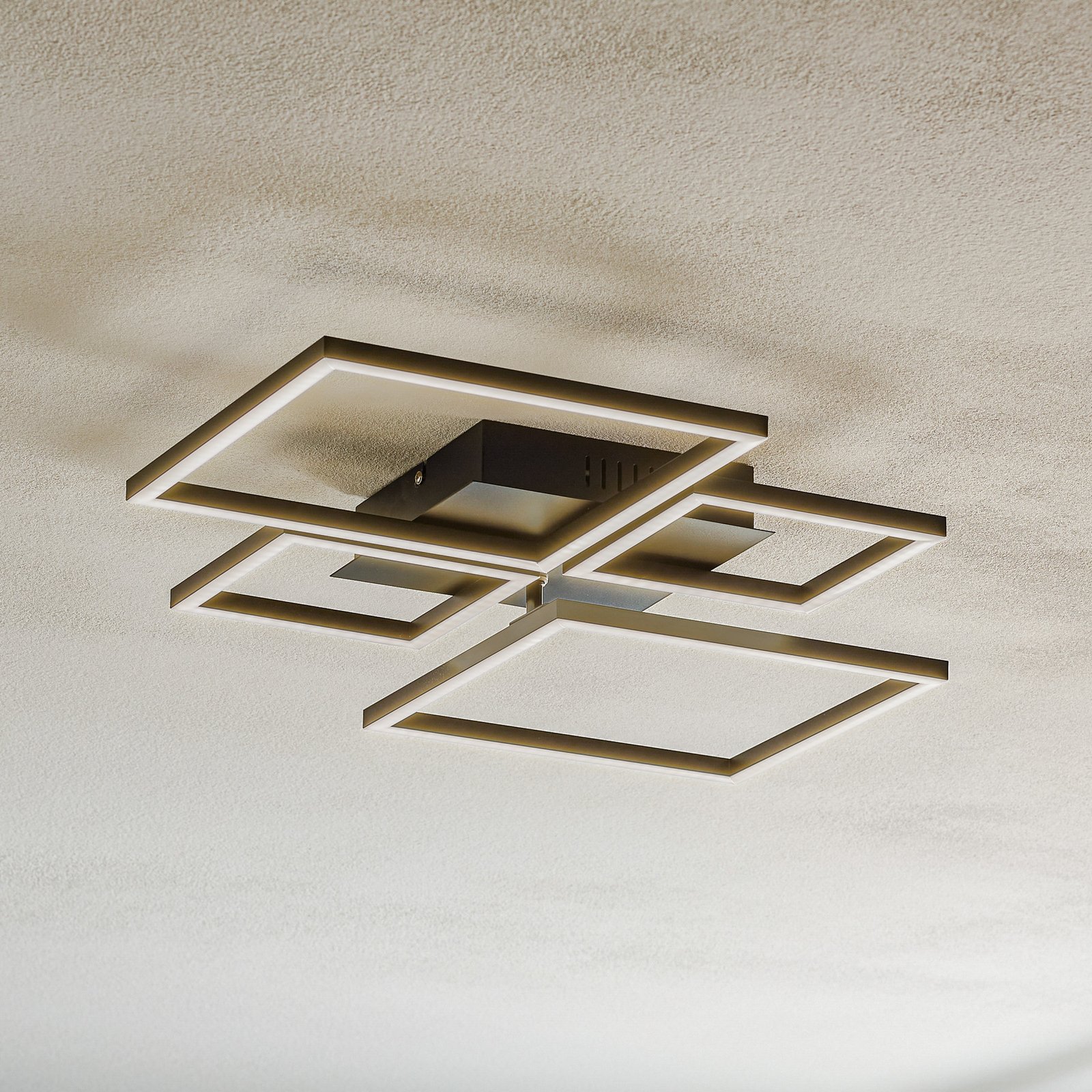 Frame LED ceiling light, CCT, 4-bulb, black