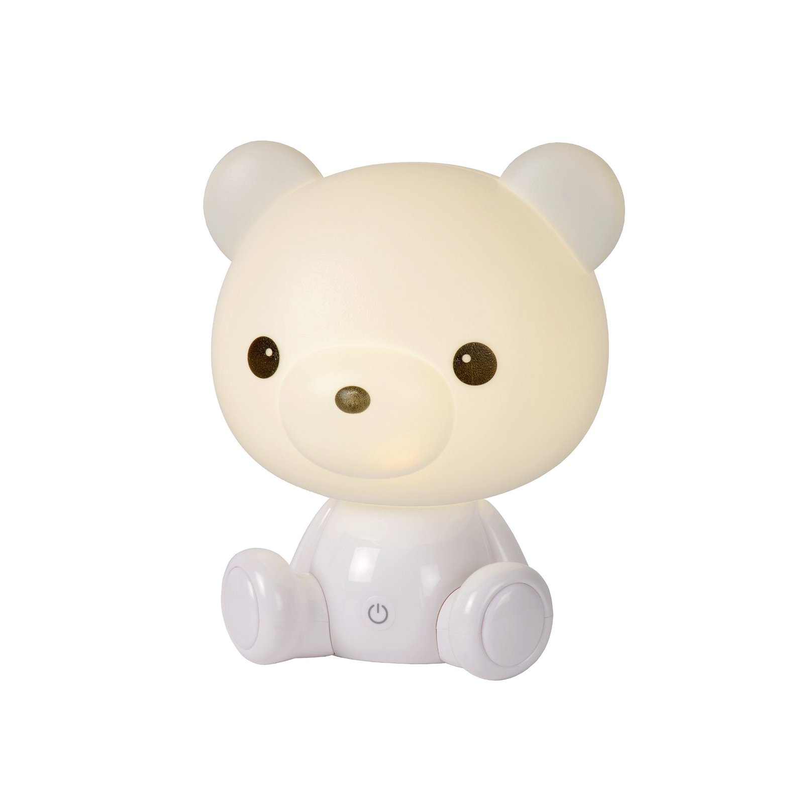 Children's table lamp Dodo bear, white, dimmable, ABS