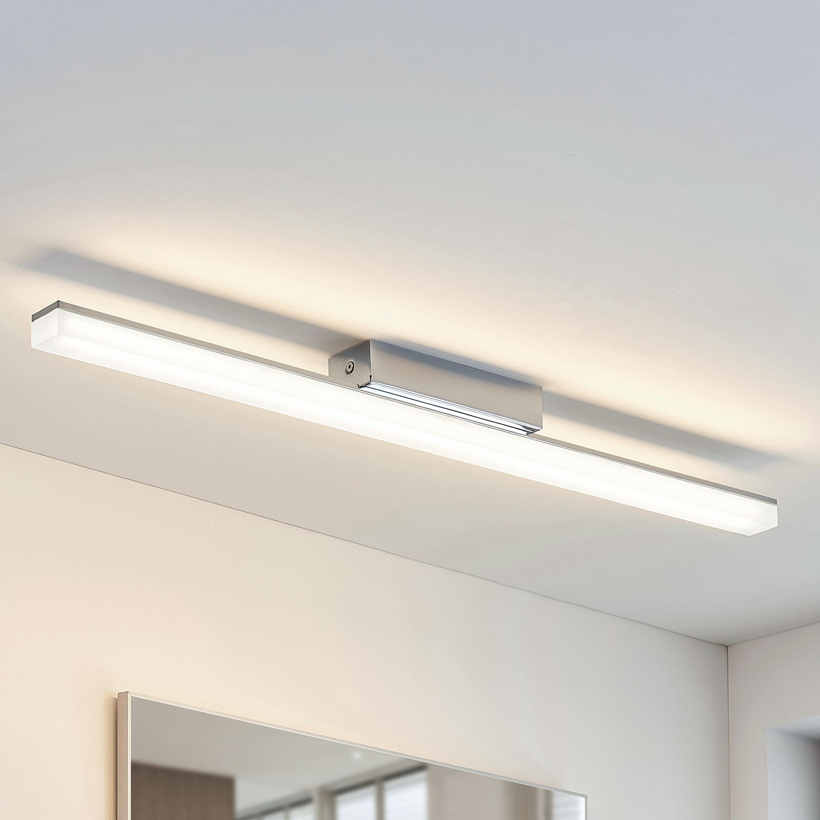 Lindby plafonieră LED pentru baie Levke 75 cm dimabil IP44 - modern - alb crom - Metal