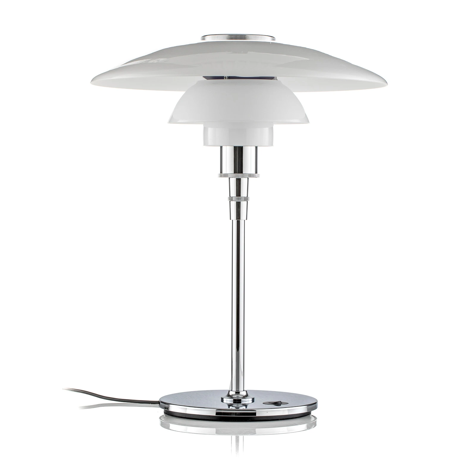 Louis Poulsen tafellamp PH 4 1/2-3 1/2, chroom/wit, 55 cm