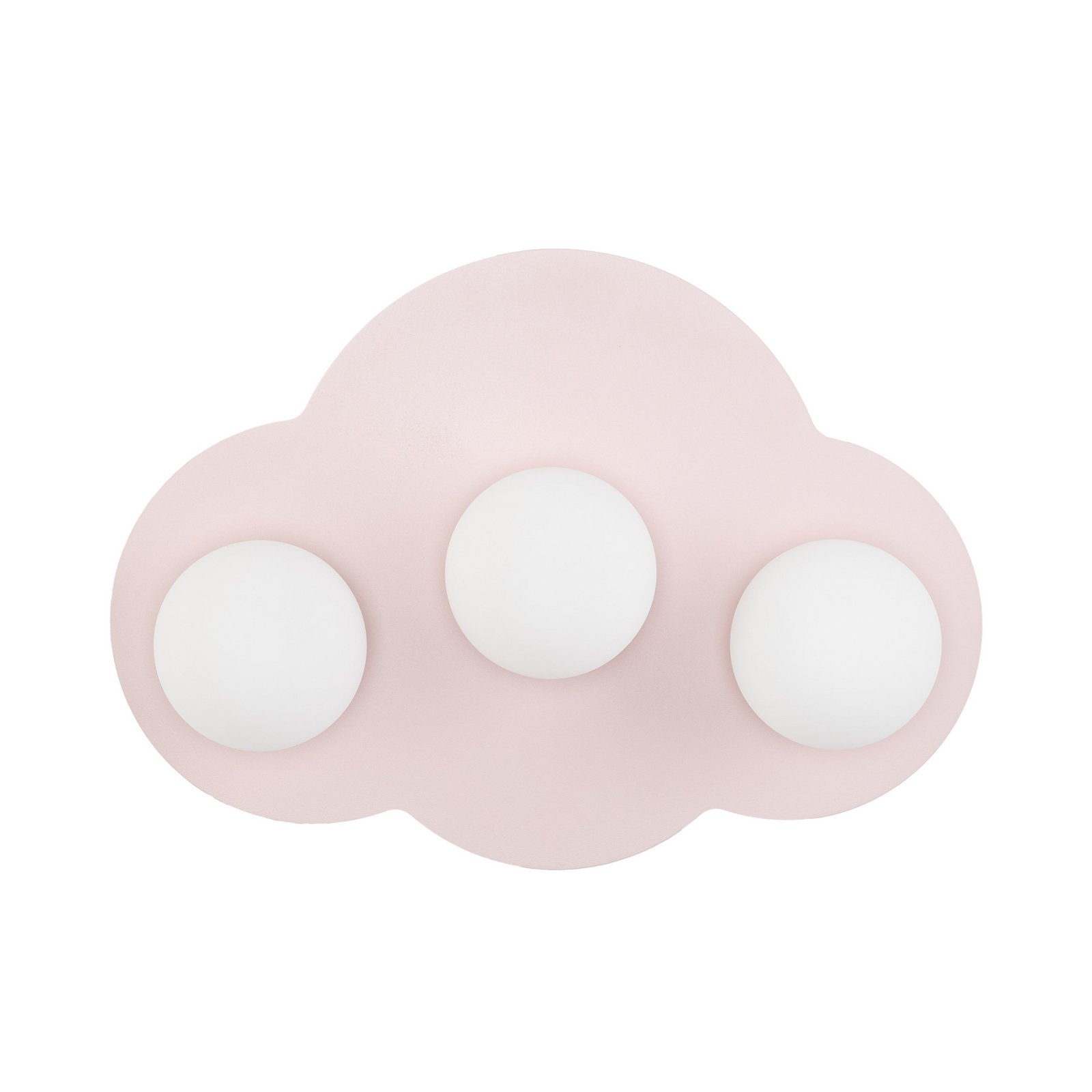 Cloud ceiling light, pink, 3-bulb, glass, length 51 cm, G9