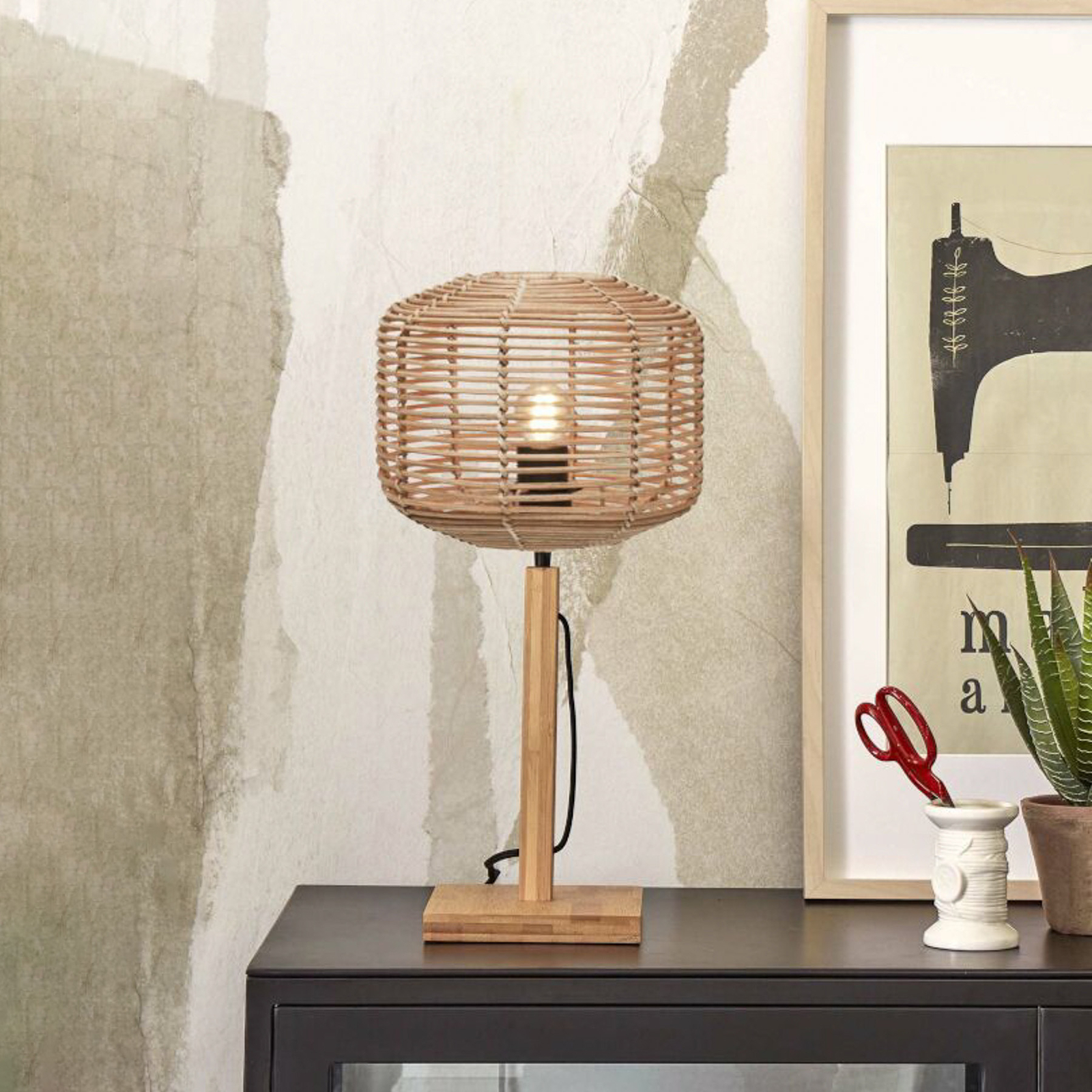 GOOD & MOJO Tanami lámpara mesa alto 40 cm natural
