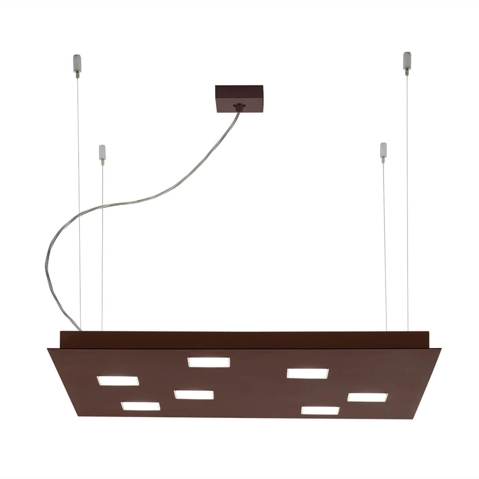 Hoekige LED hanglamp Quarter, bruin