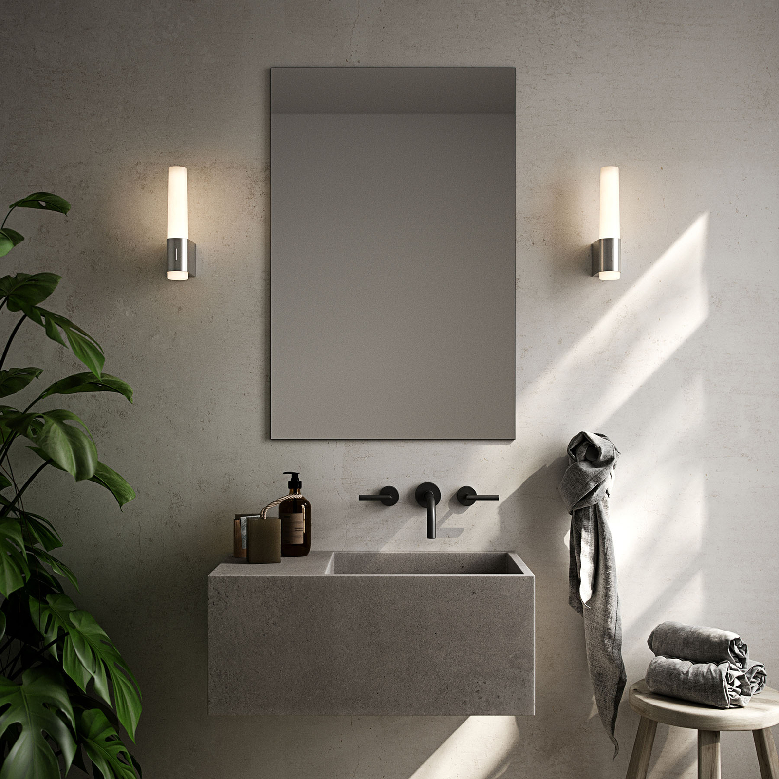 Nordlux Helva Night LED bathroom wall light, chrome, for Bathroom, plastic, 6.5 W, energy efficiency: A+, W: 5.7 cm, H: 26.9 cm