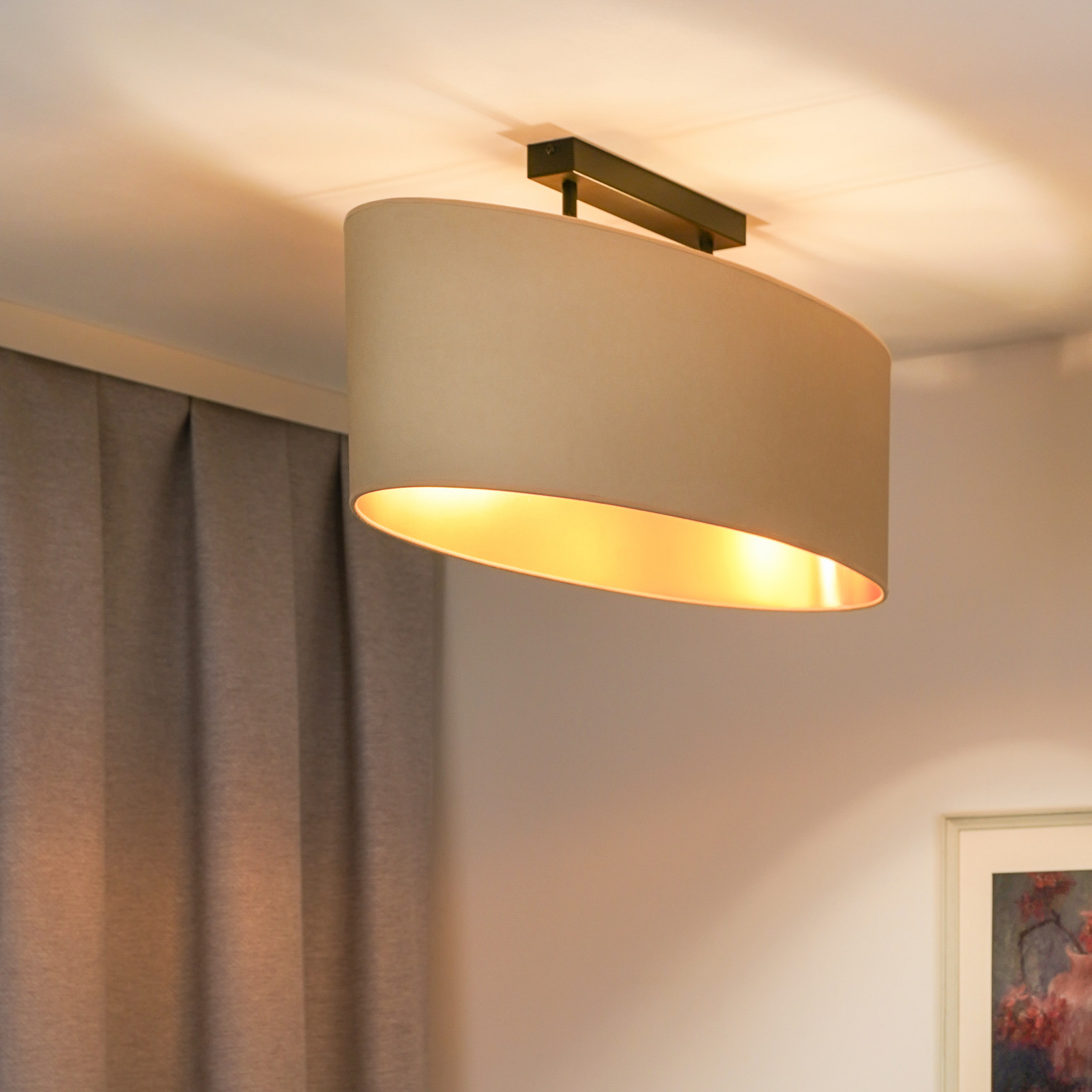 Envostar lampă de tavan Idun bej deschis 80cm material natural vegan - Camera de zi / sufragerie - modern - Altele