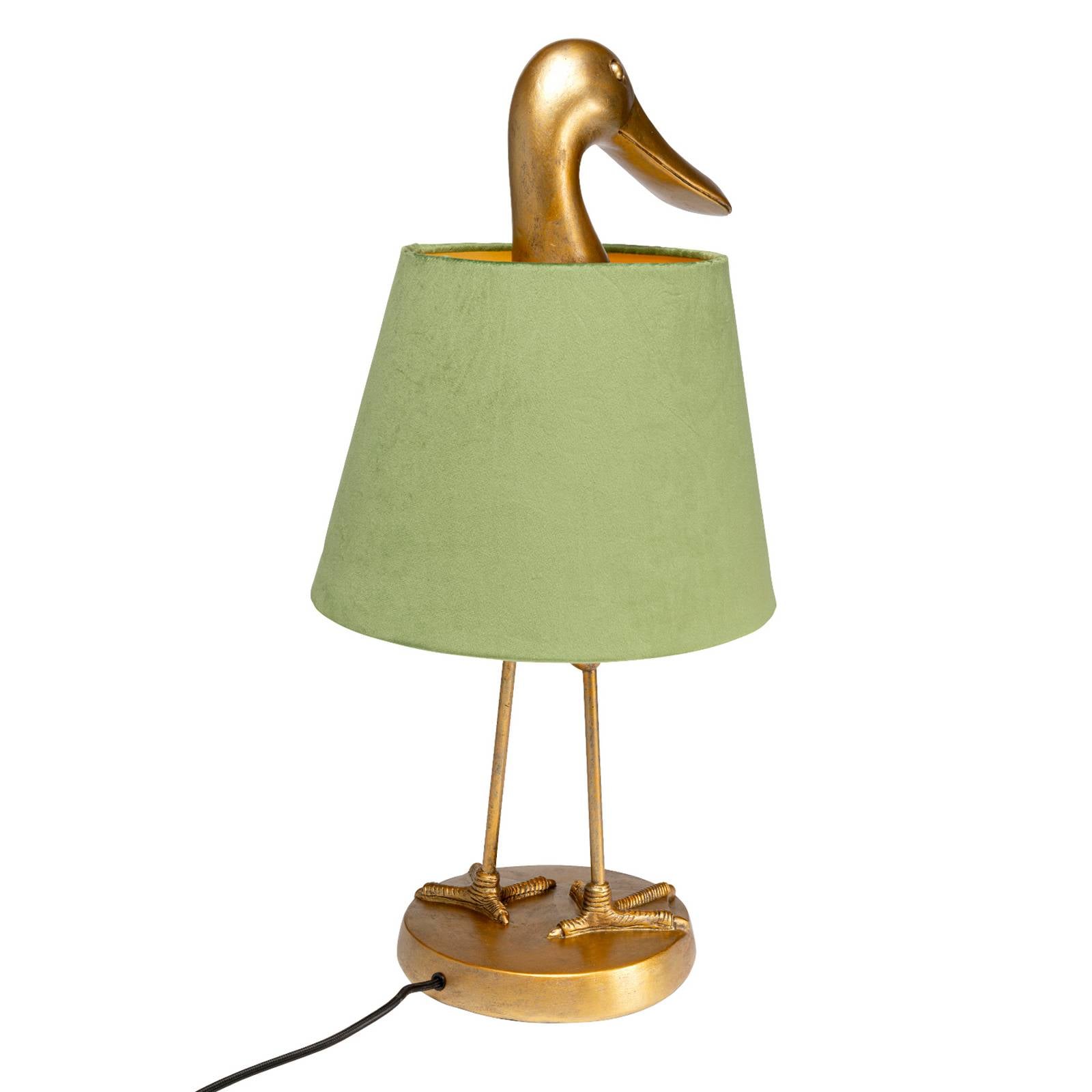 Lampa stołowa KARE „Duck”, zielona, z lenu, wysokość 61 cm, E27
