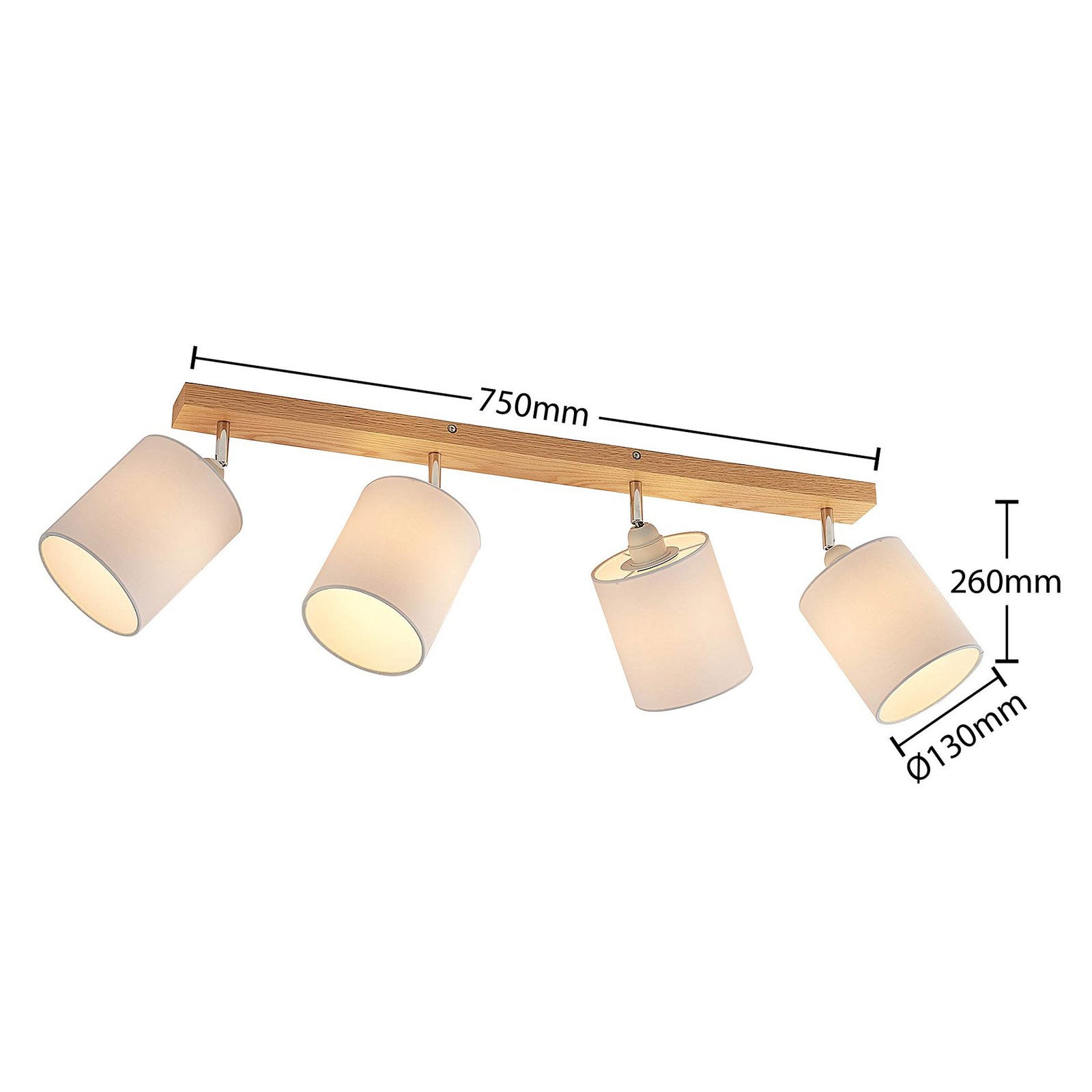 Lindby Deckenstrahler Imarin, 81 cm, weiß, 4-flammig, Holz