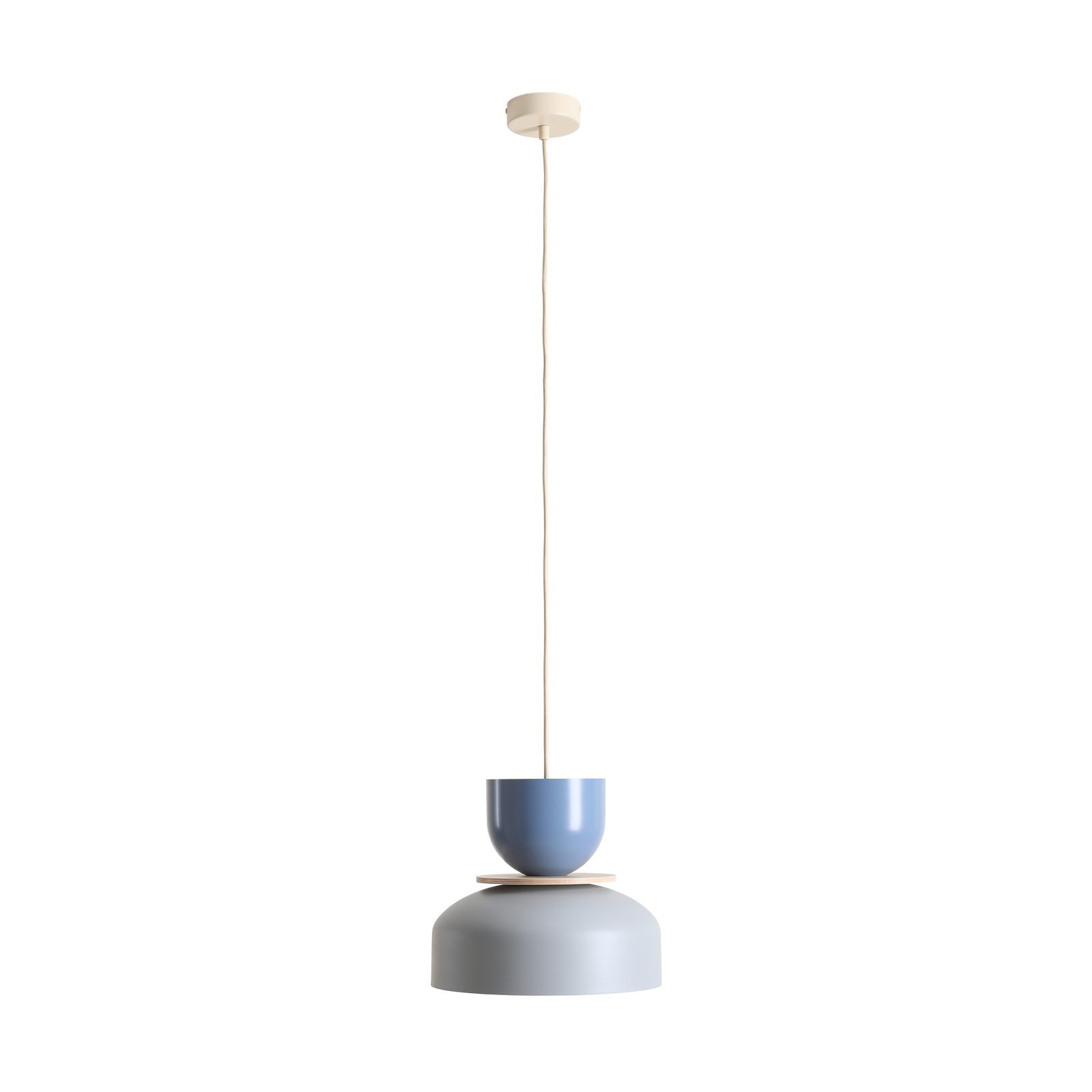 Uto pendant light, grey/blue, metal shade