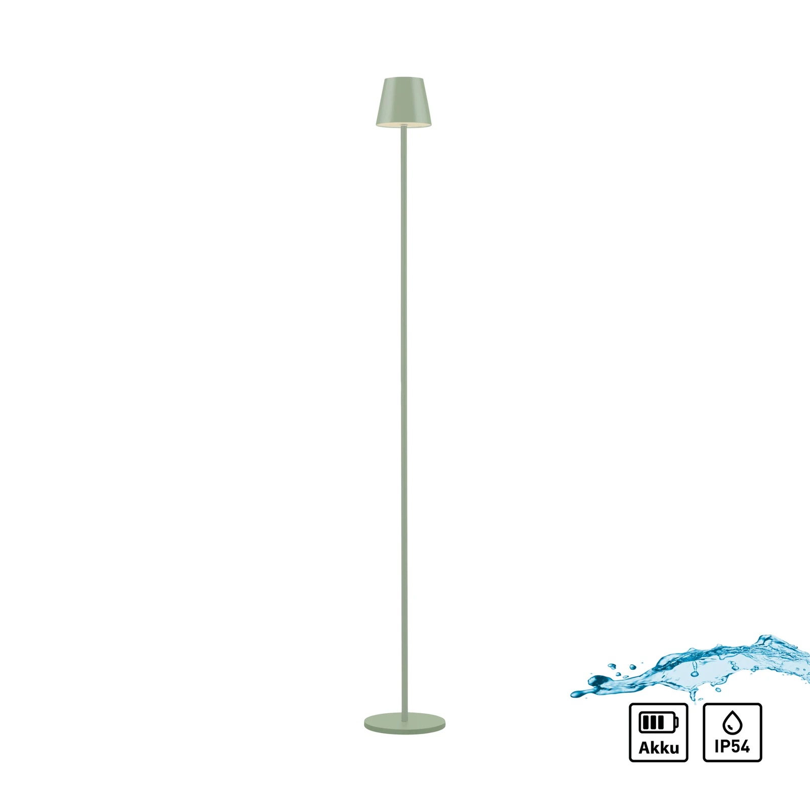 JUST LIGHT. Euria LED uzlādējama stāvlampa, zaļa, dzelzs, IP54