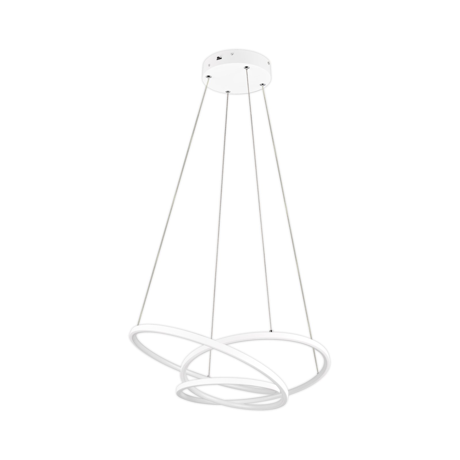 Darvin LED pendant light, length 64 cm, matt white, metal, CCT