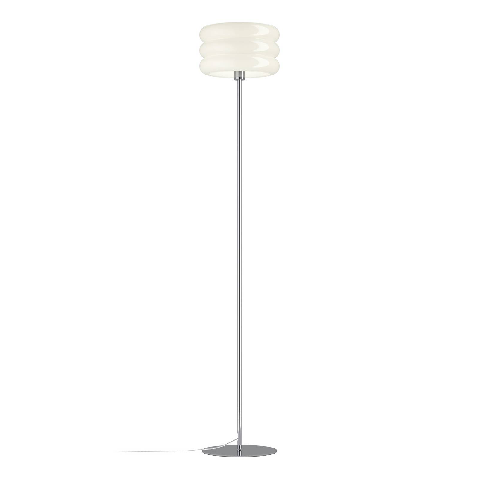 Stehleuchte Tortora, weiß, Glas, Metall, Höhe 153 cm, E27