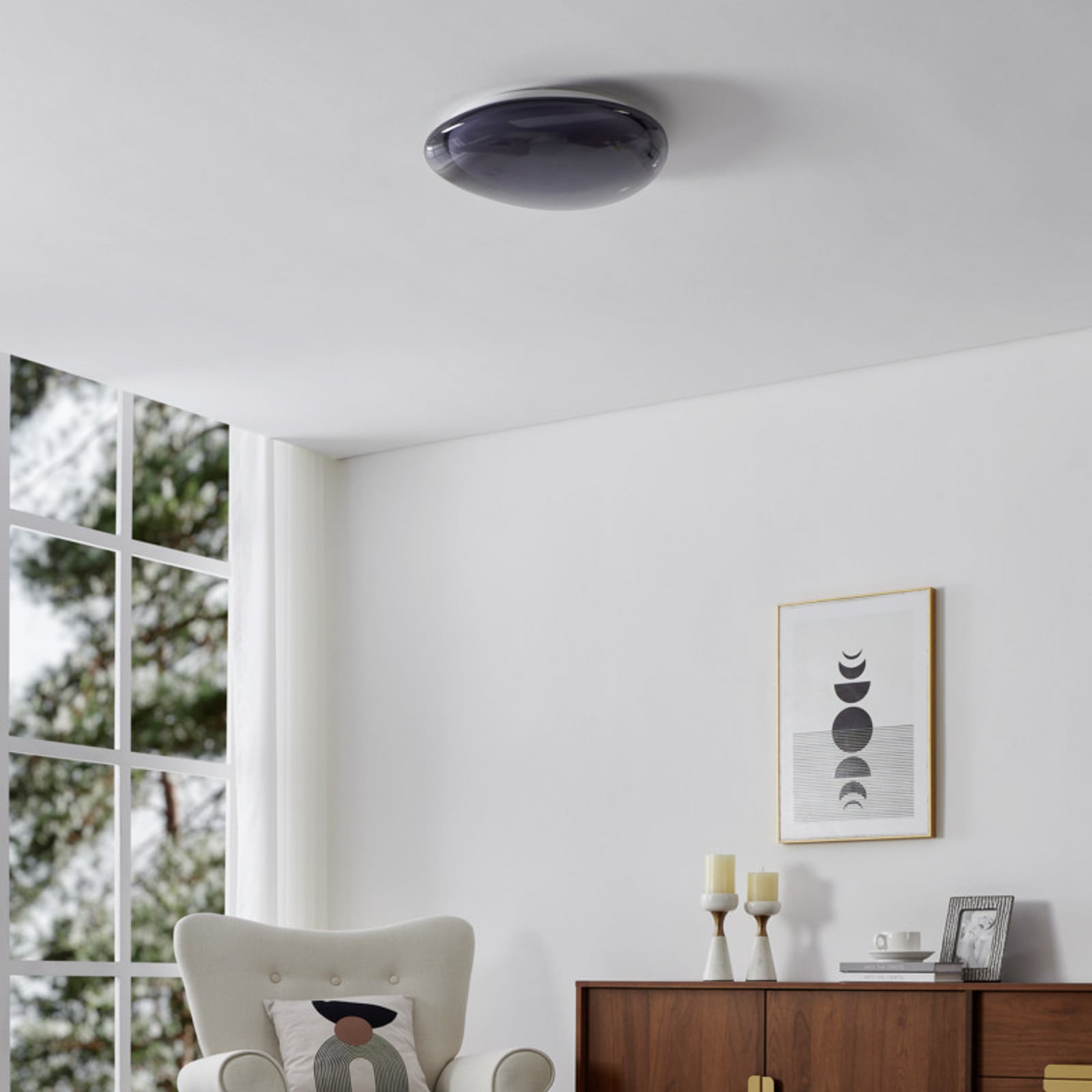 Plafonnier LED EGLO CONISTARINO, gris fumé, Ø 40 cm, CCT Plafonnier LED EGLO CONISTARINO, gris fumé, Ø 40 cm, CCT