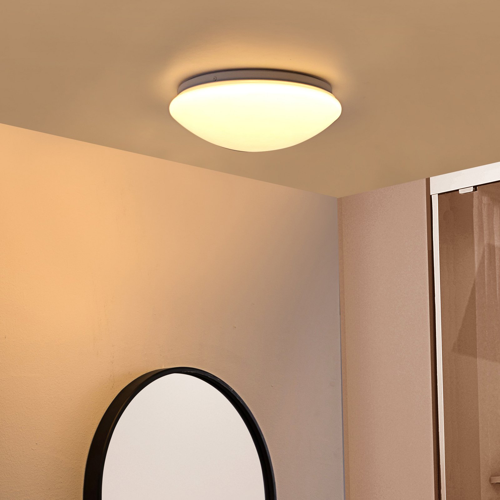 Candeeiro de teto LED Lindby Emeryn, CCT, regulável, branco, Ø 28 cm