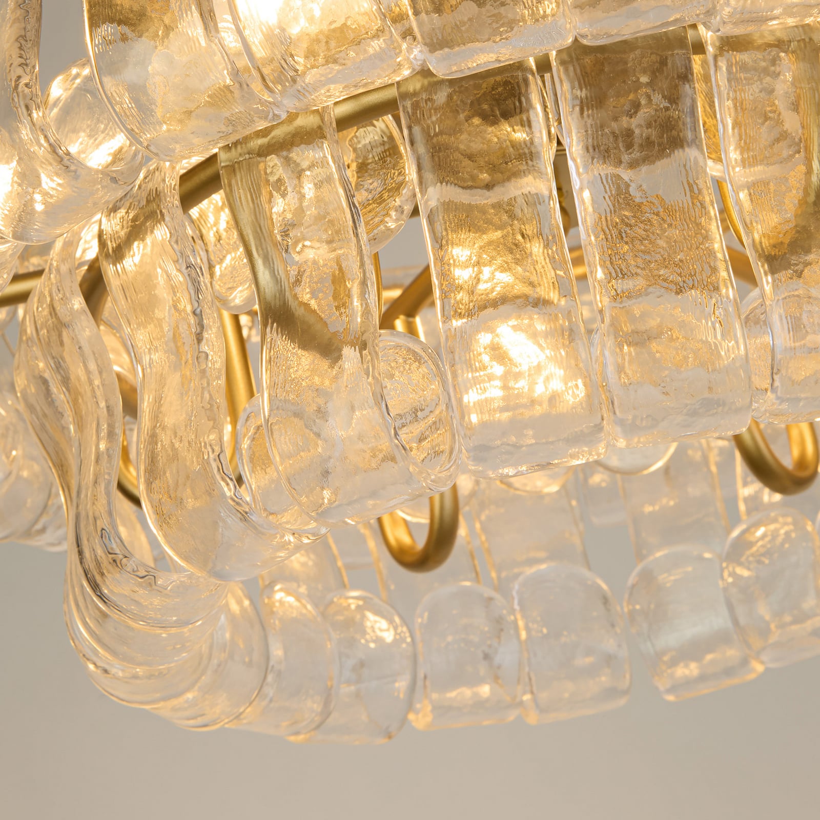 Hängeleuchte Bowlight, goldfarben/klar, Glas, Metall, E14
