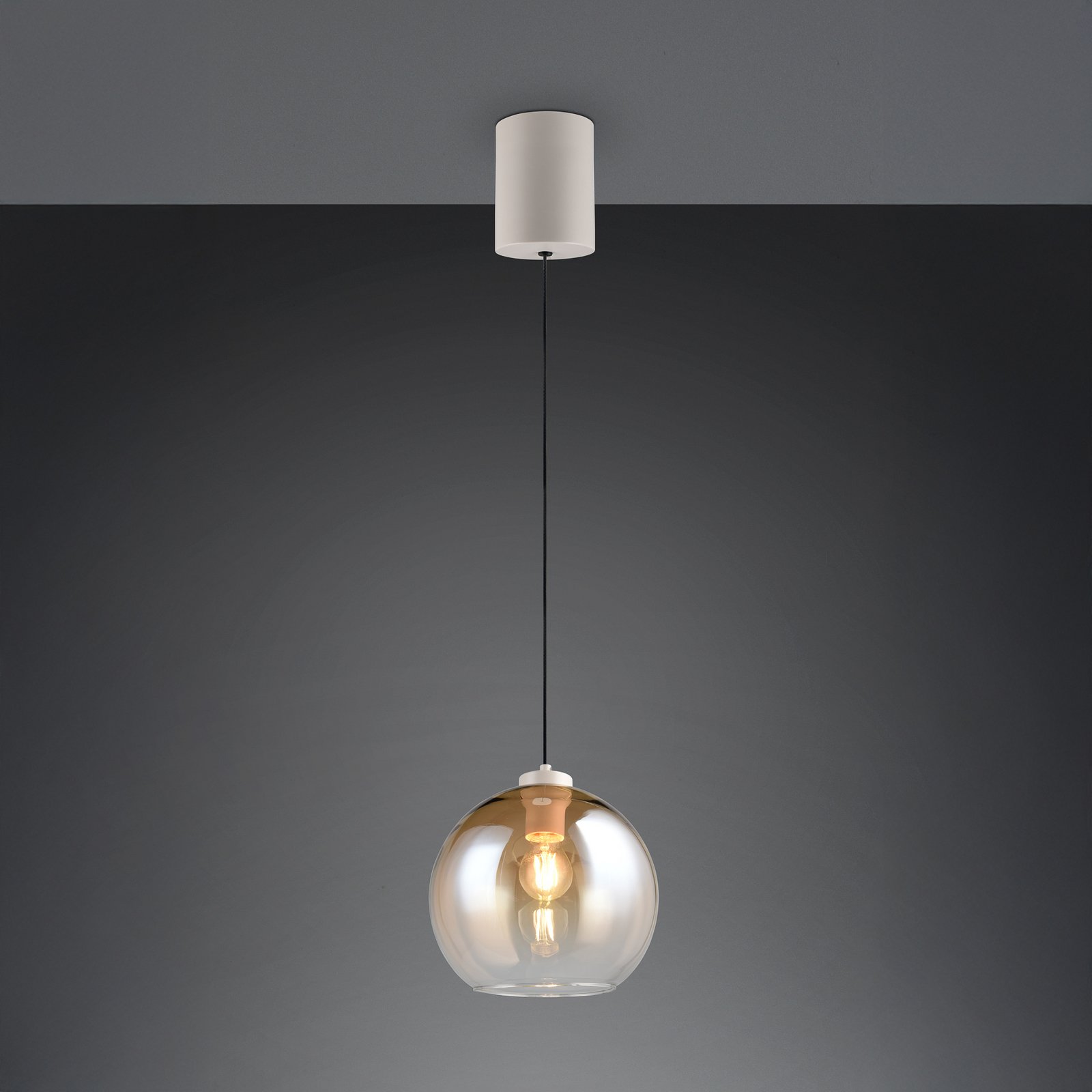 Hanglamp Liora, amber, Ø 25 cm, glas, E27