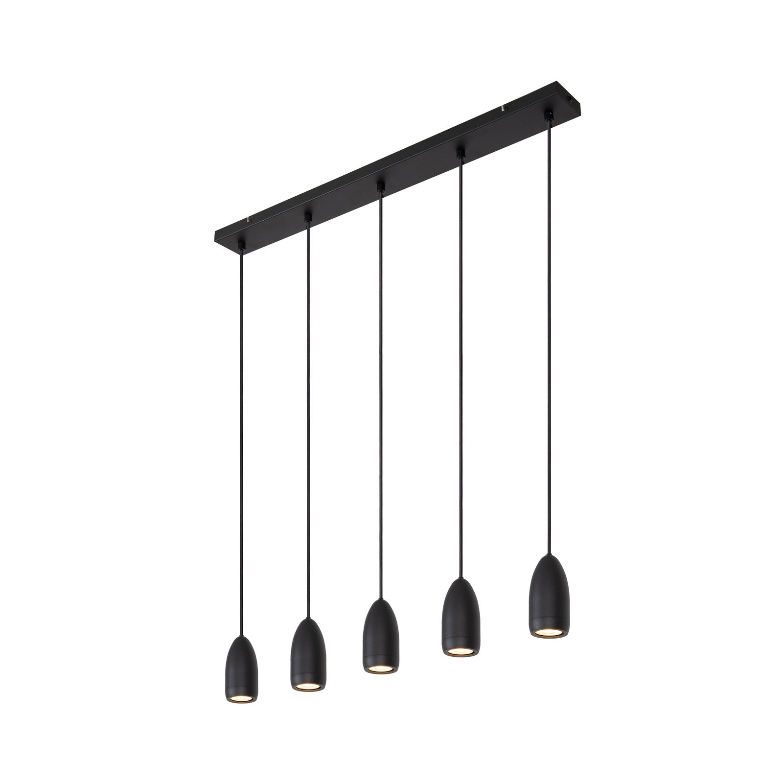 Hanglamp Evora, 5-lamps, balken, zwart