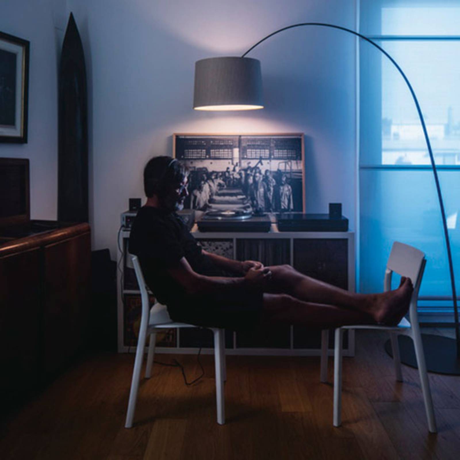 FOSCARINI Foscarini Twiggi Wood LED floor lamp black, for Living / Dining Room, maple wood, fibreglass coated, plastic, aluminium, 37 W, energy efficiency: A+, H: 256 cm