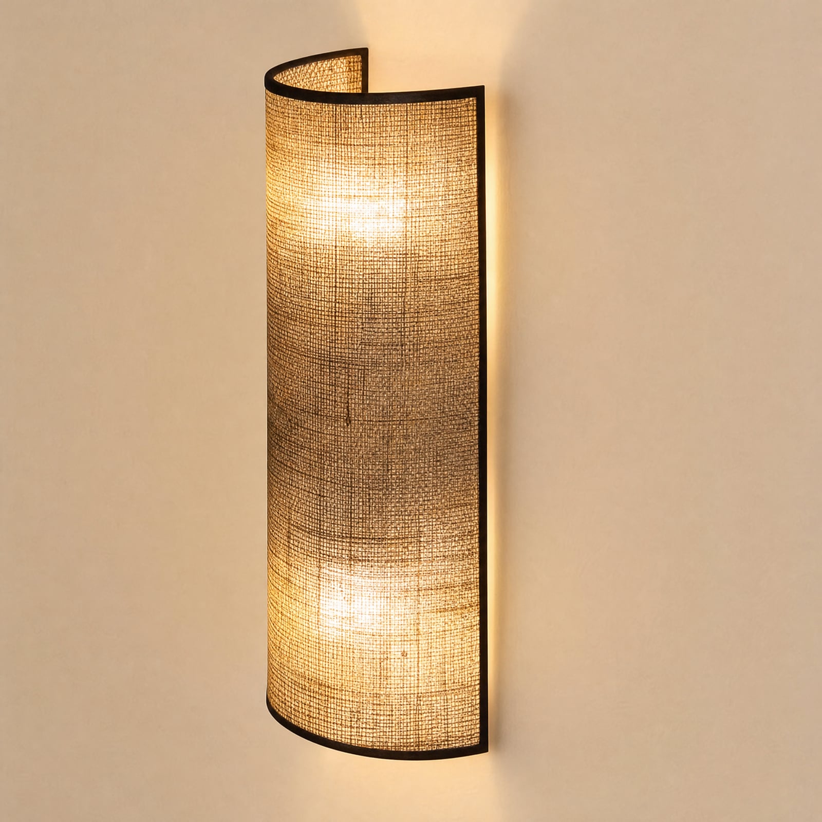 Nature Wandlampe, jute/schwarz, Höhe 40cm, up/down - Duolla