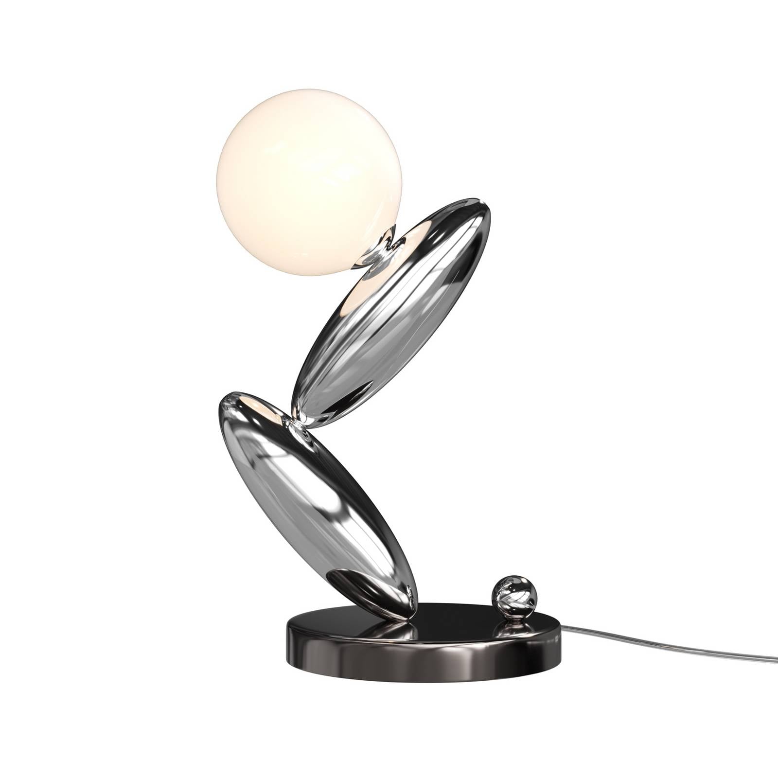 LED-Tischlampe RESONANCE, platin/opal, 37 cm Metall/Glas dim