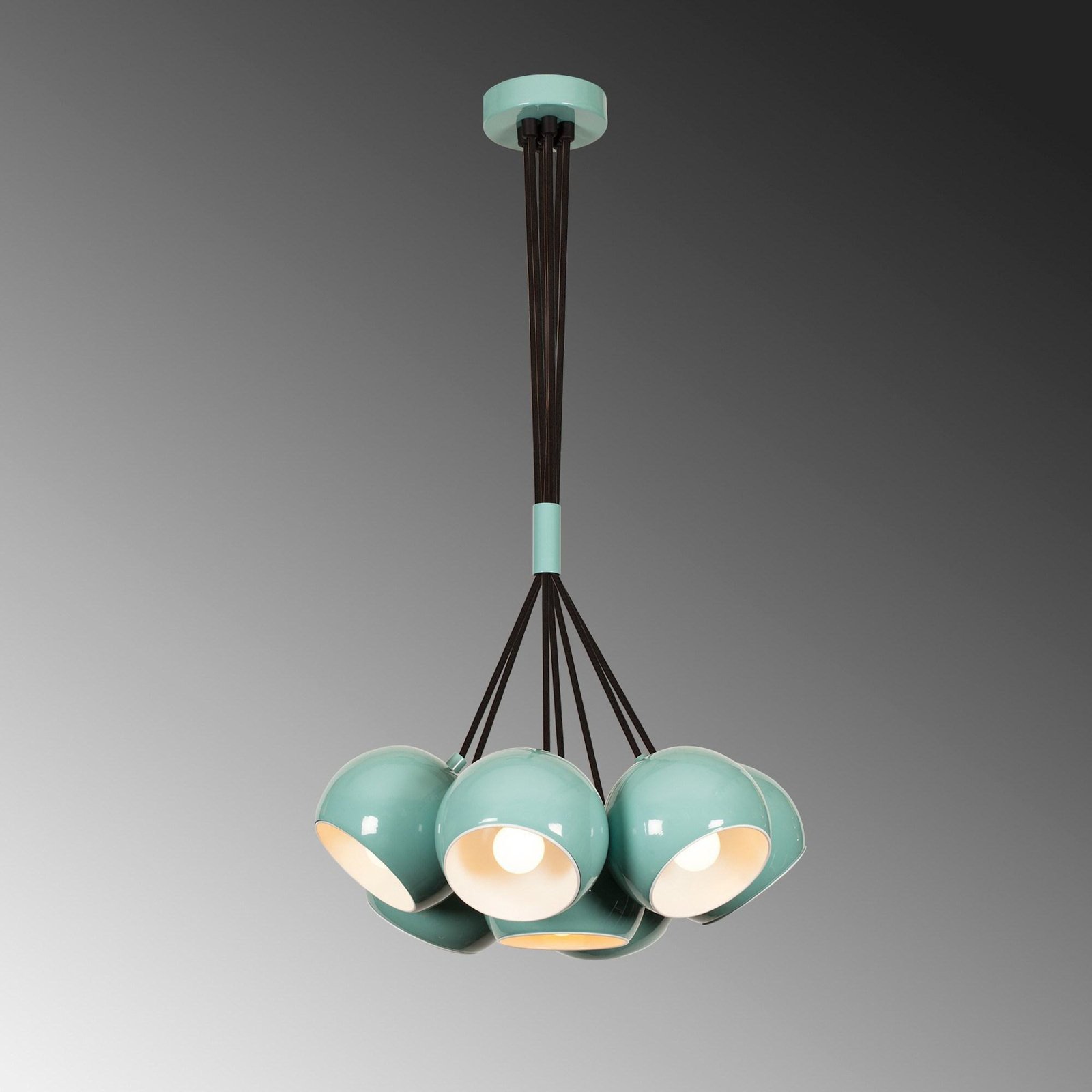 Suspension Sivani MR-629, turquoise, métal 7 lampes en faisceau