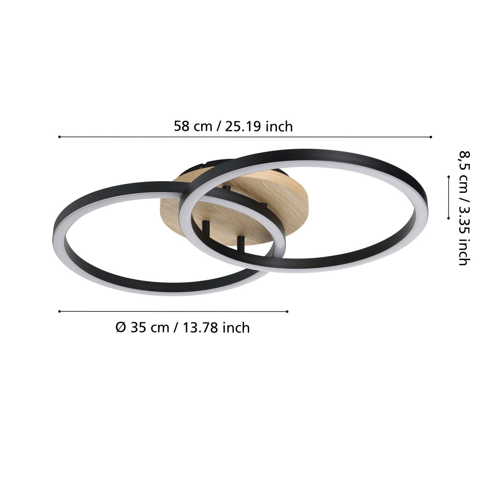 EGLO connect viedā LED griestu lampa Lomaltas-Z, 58 cm, 4400 lm