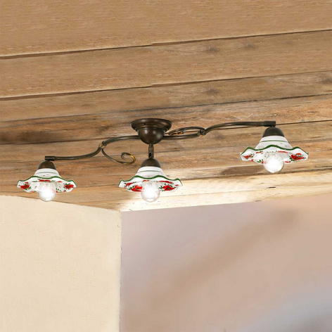 Taklampa ROSOLACCI med keramikskärmar 3-arm