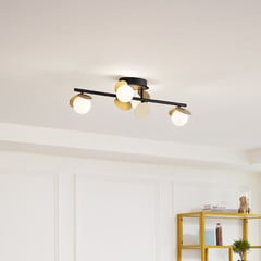 Lucande LED stropní svítidlo Pallo, 4 světla, černá/zlatá, sklo