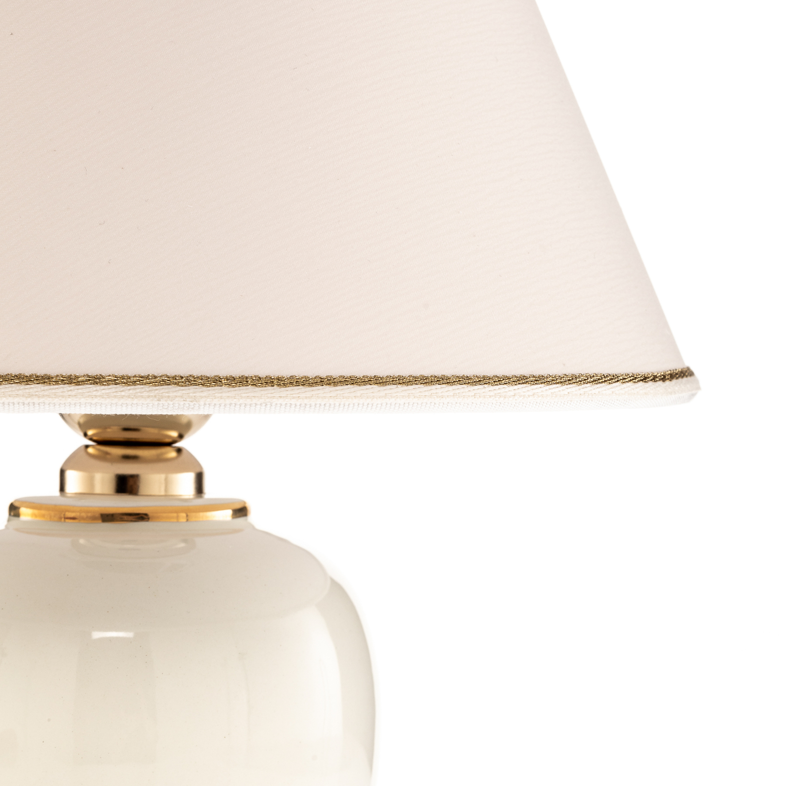 Stolní lampa Giardino Avorio, bílá-zlatá, Ø 25 cm