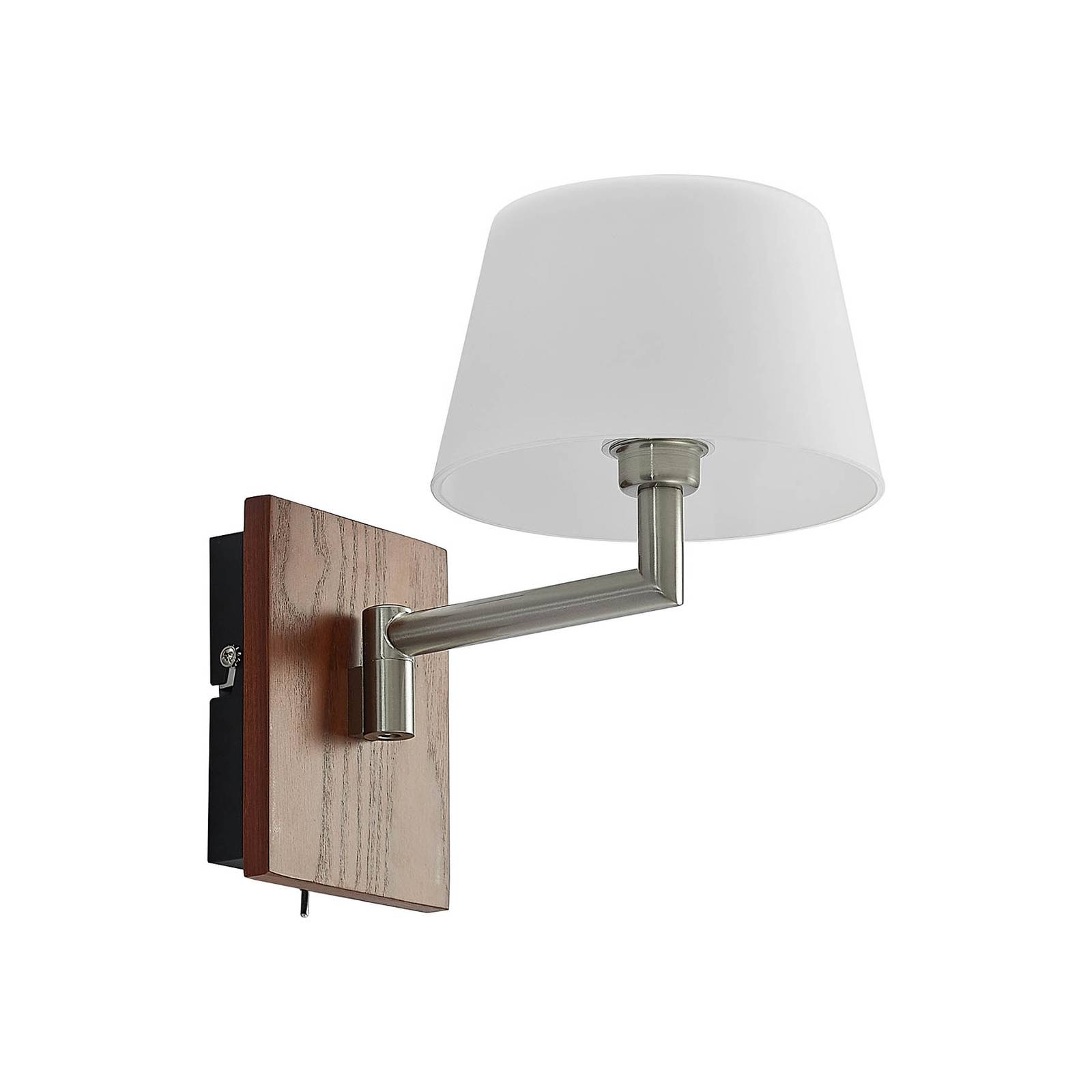 Lucande Madita wall light with a movable arm, for Living / Dining Room, glass, wood, iron, G9, 40 W, W: 16 cm, H: 22.5 cm