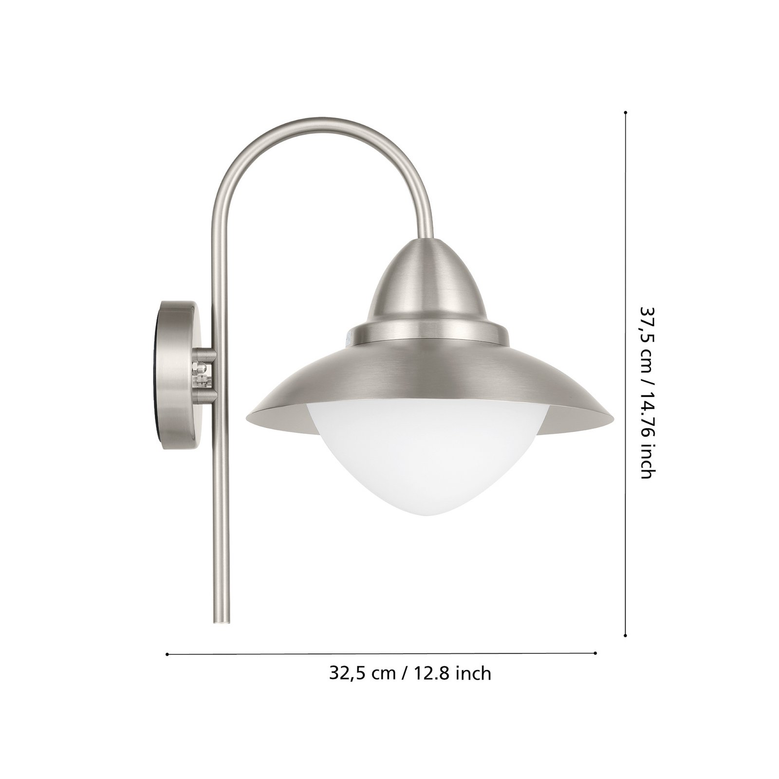 Wandlamp Sidney, roestvrij staal, glas, E27