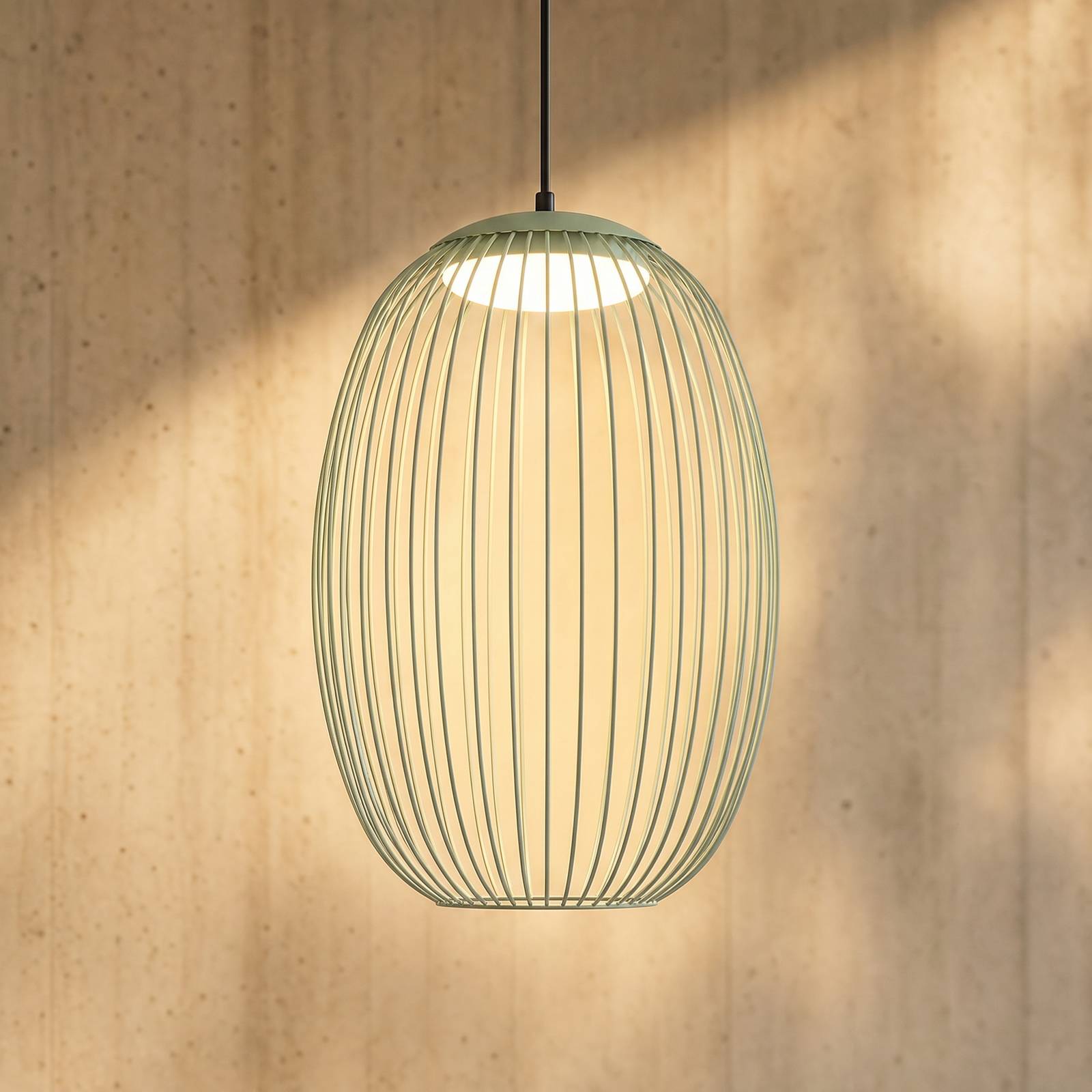 Suspension d'extérieur LED Lucande Richi, verte, 40 cm, à intensité variable