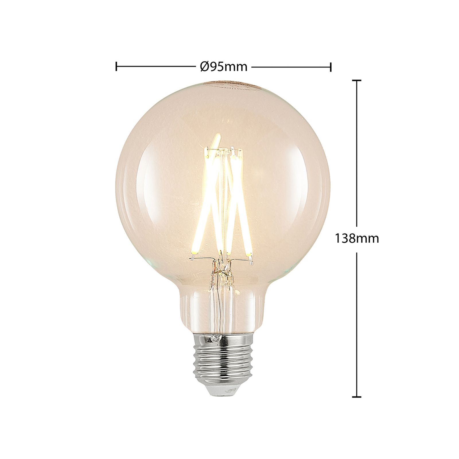 LED-Lampe E27 8W 2.700K G95 Globe klar 3er-Set