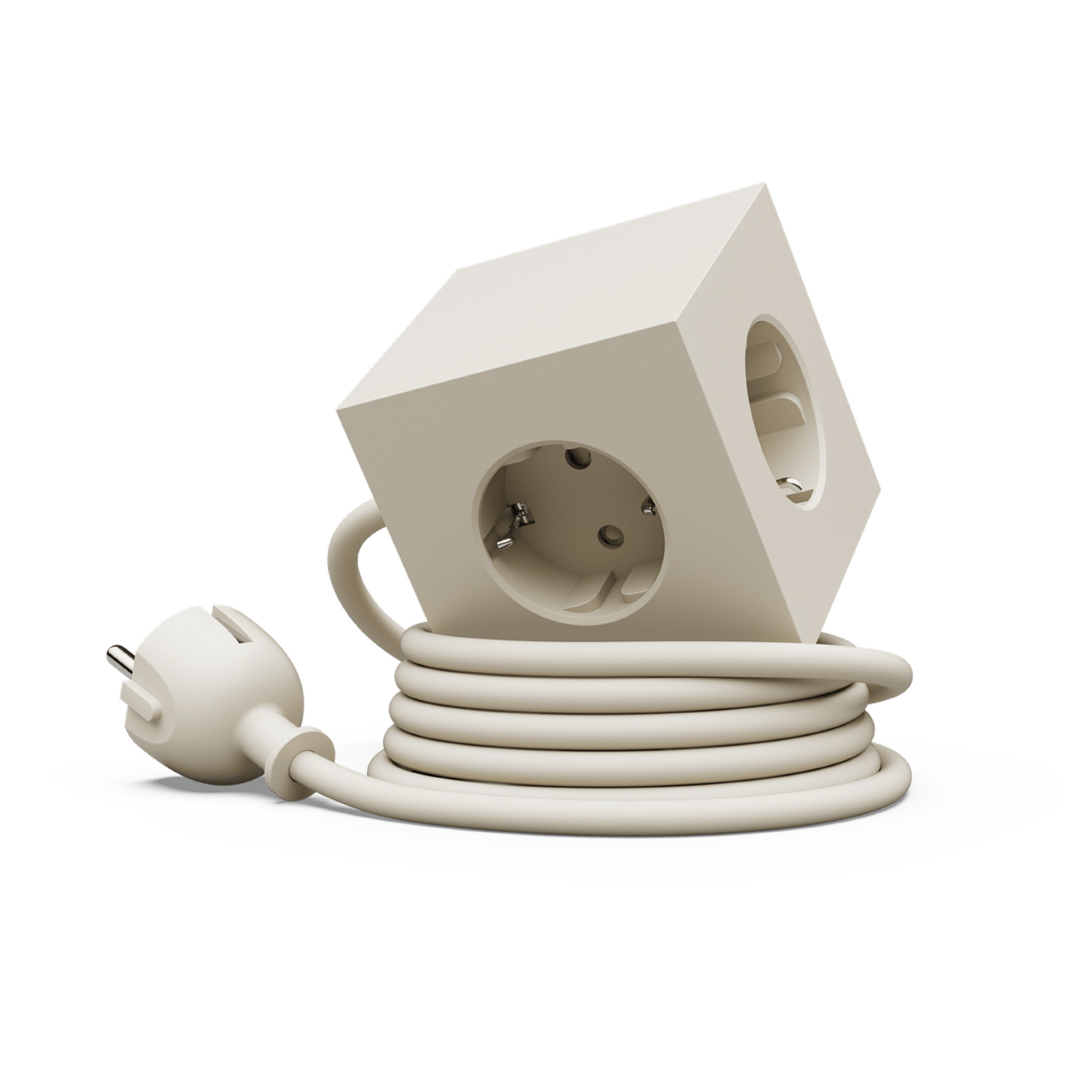 SQUARE 1 Tomada bege 3x Schuko 2x USB Cabo de 1,8 m - AVOLT