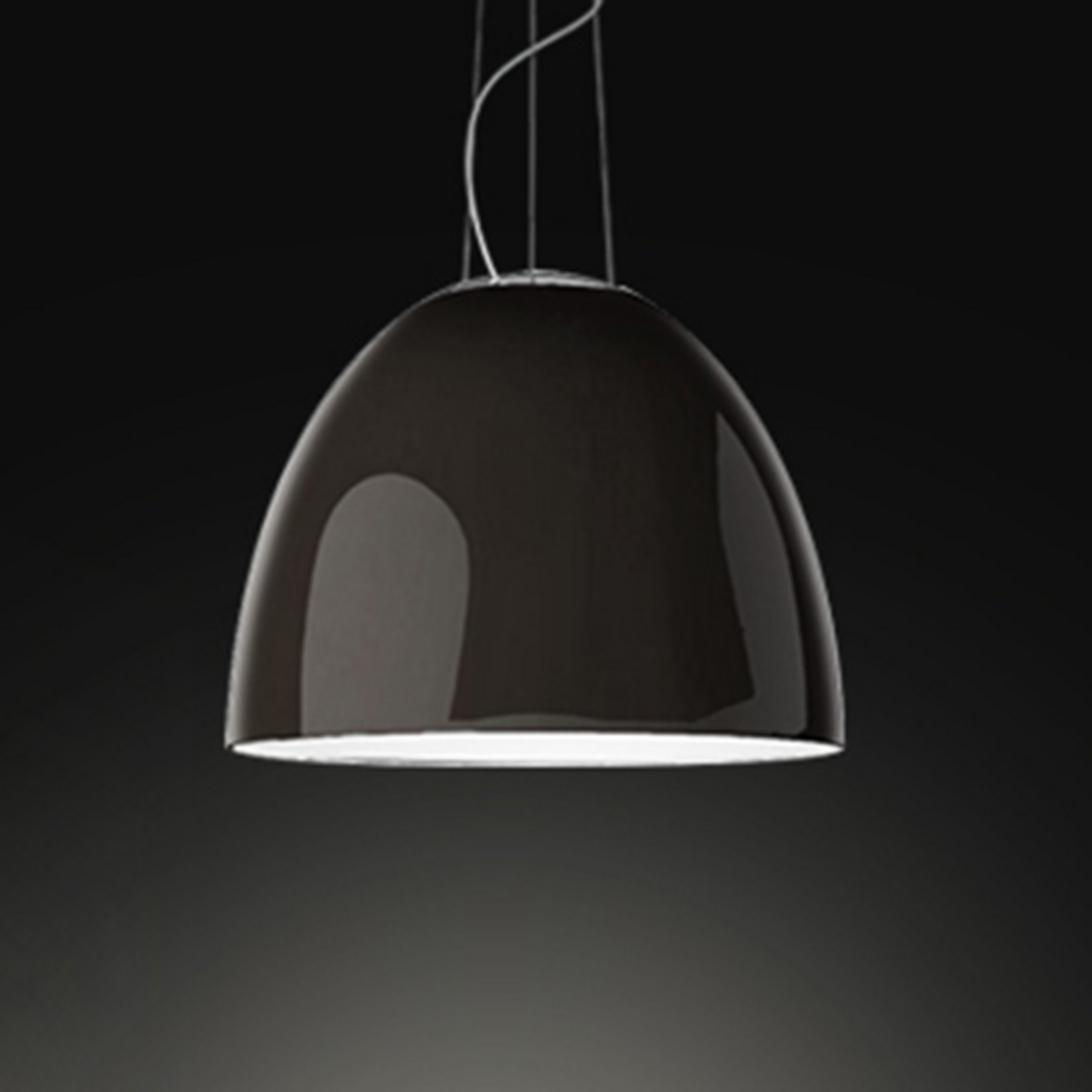 Artemide Nur Gloss hanging lamp for app, grey, for Living / Dining Room, aluminium, methacrylate, glass, 37 W, energy efficiency: A+, H: 43 cm