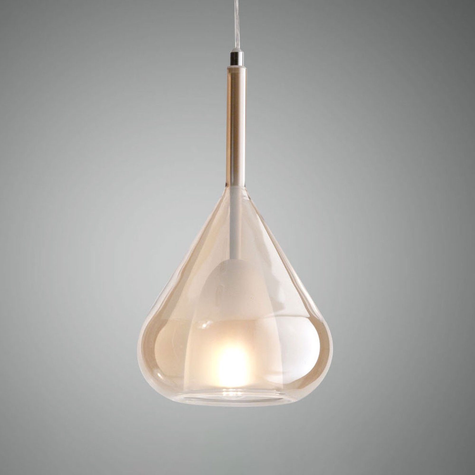 Pendellampe lilla, ravfarget, 1-lampe, glass