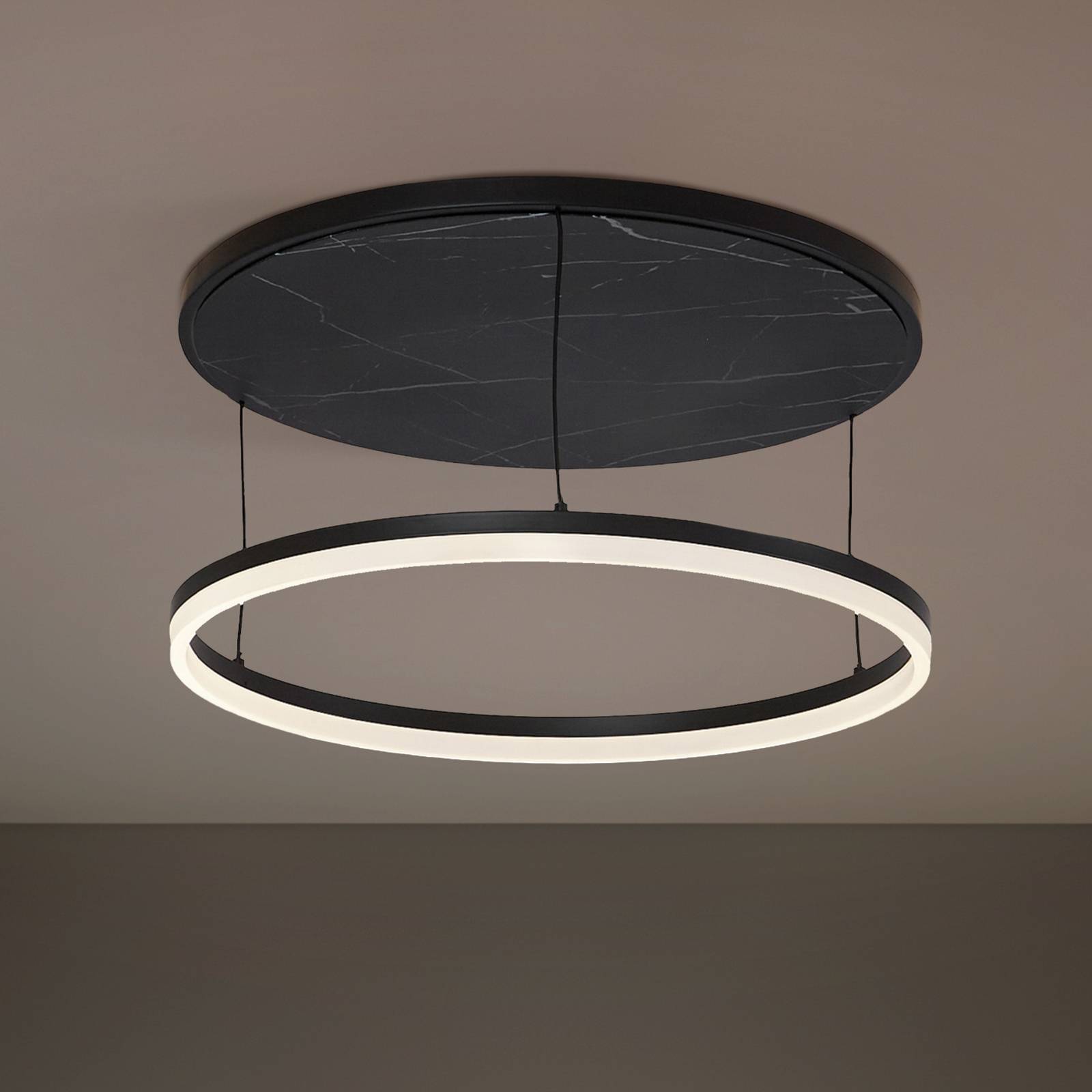 Lampa sufitowa LED Lucande Orven, czarna, Ø 50 cm, ściemniany