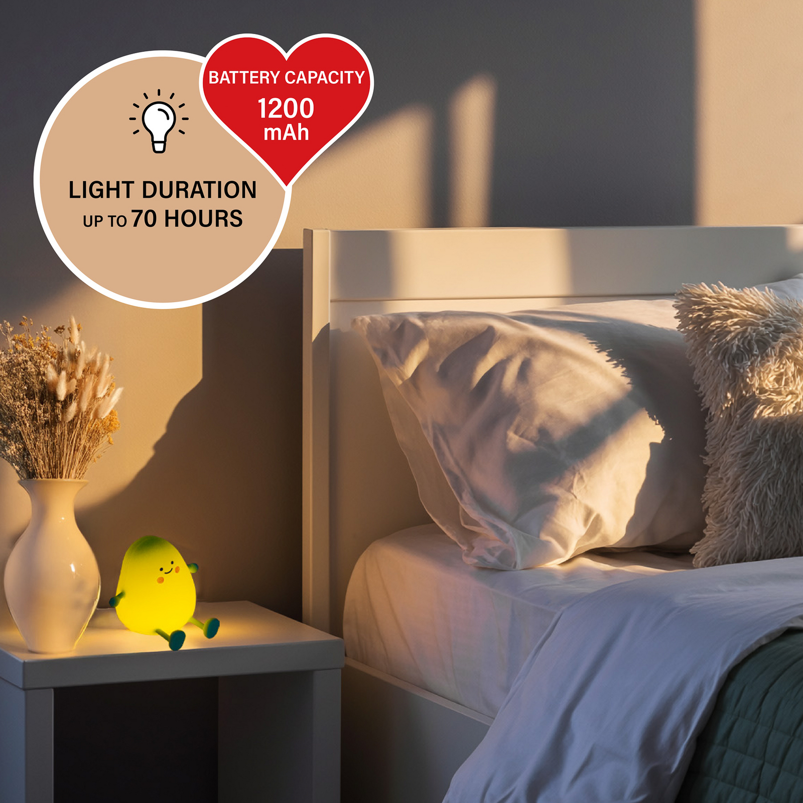 Lampe de chevet LED à accu Mango, blanc, minuterie, intensité variable