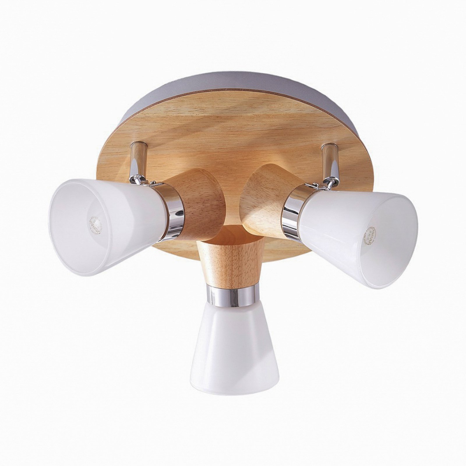 Plafoniera Vivica, legno/cromo, a 3 luci, Ø 26 cm - Lindby