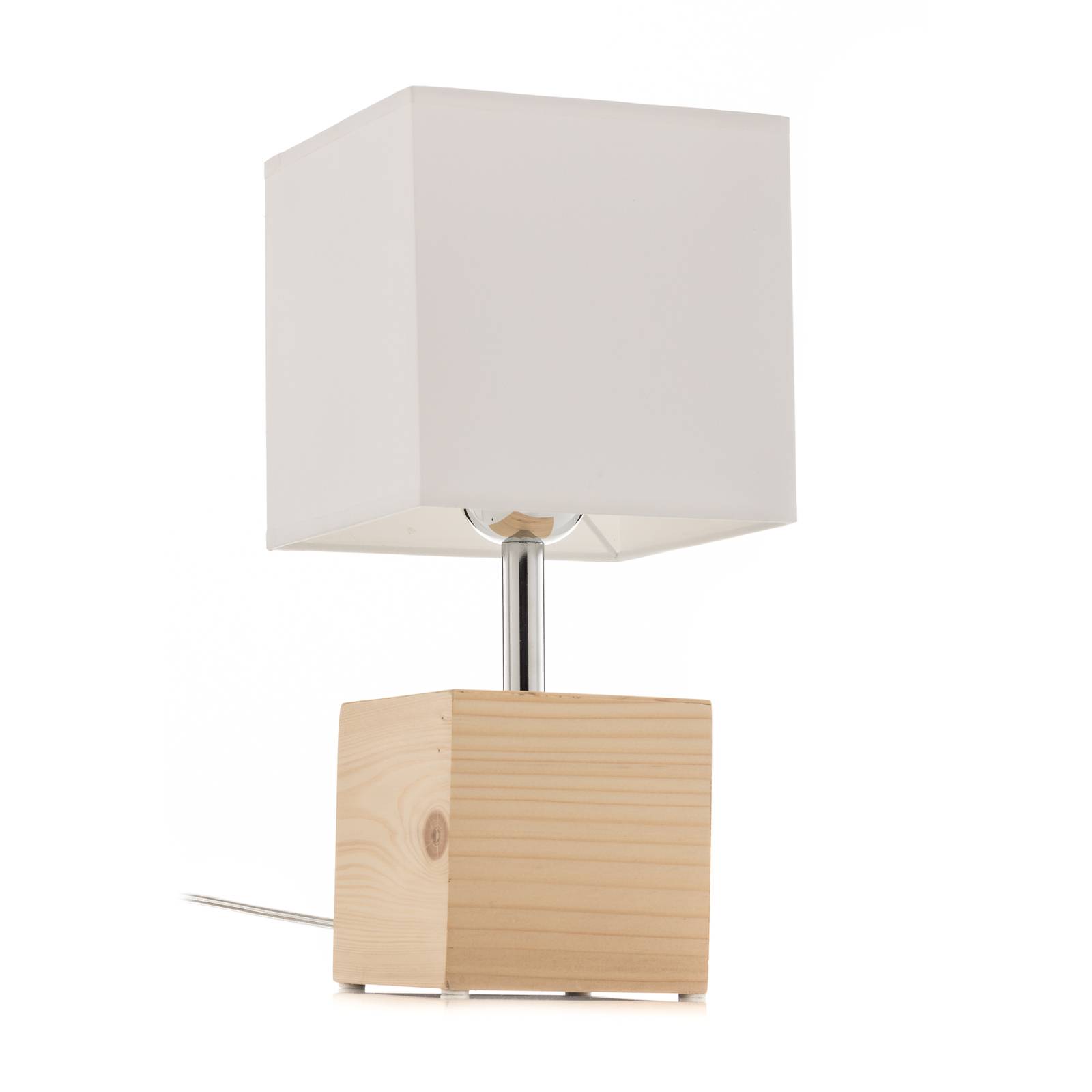 Faxa asztali lámpa, kocka alakú, natúr/fehér