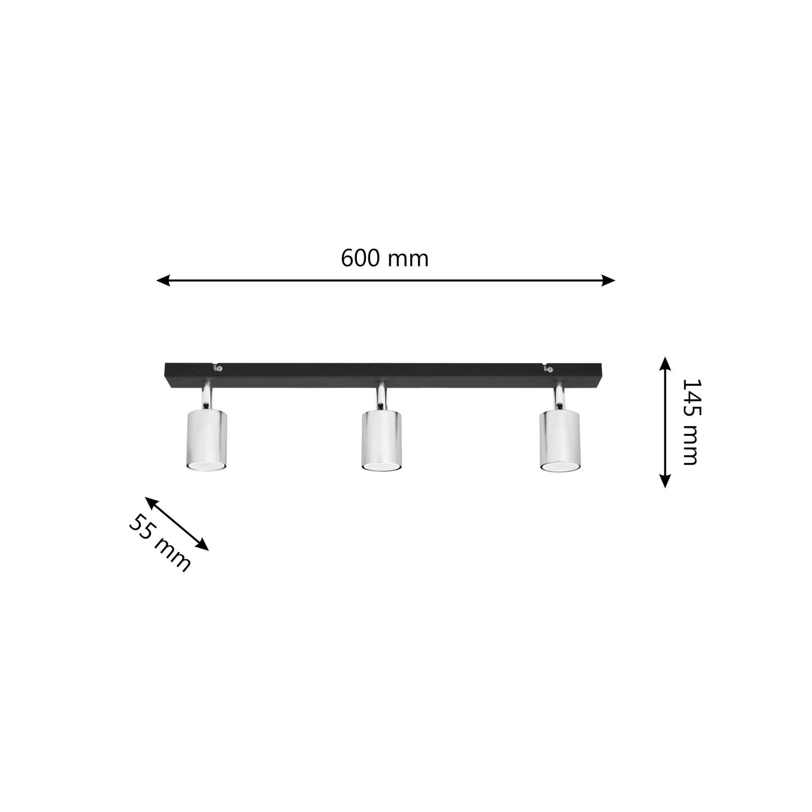 Lampa sufitowa Tune II czarny/chrom 3-punktowa