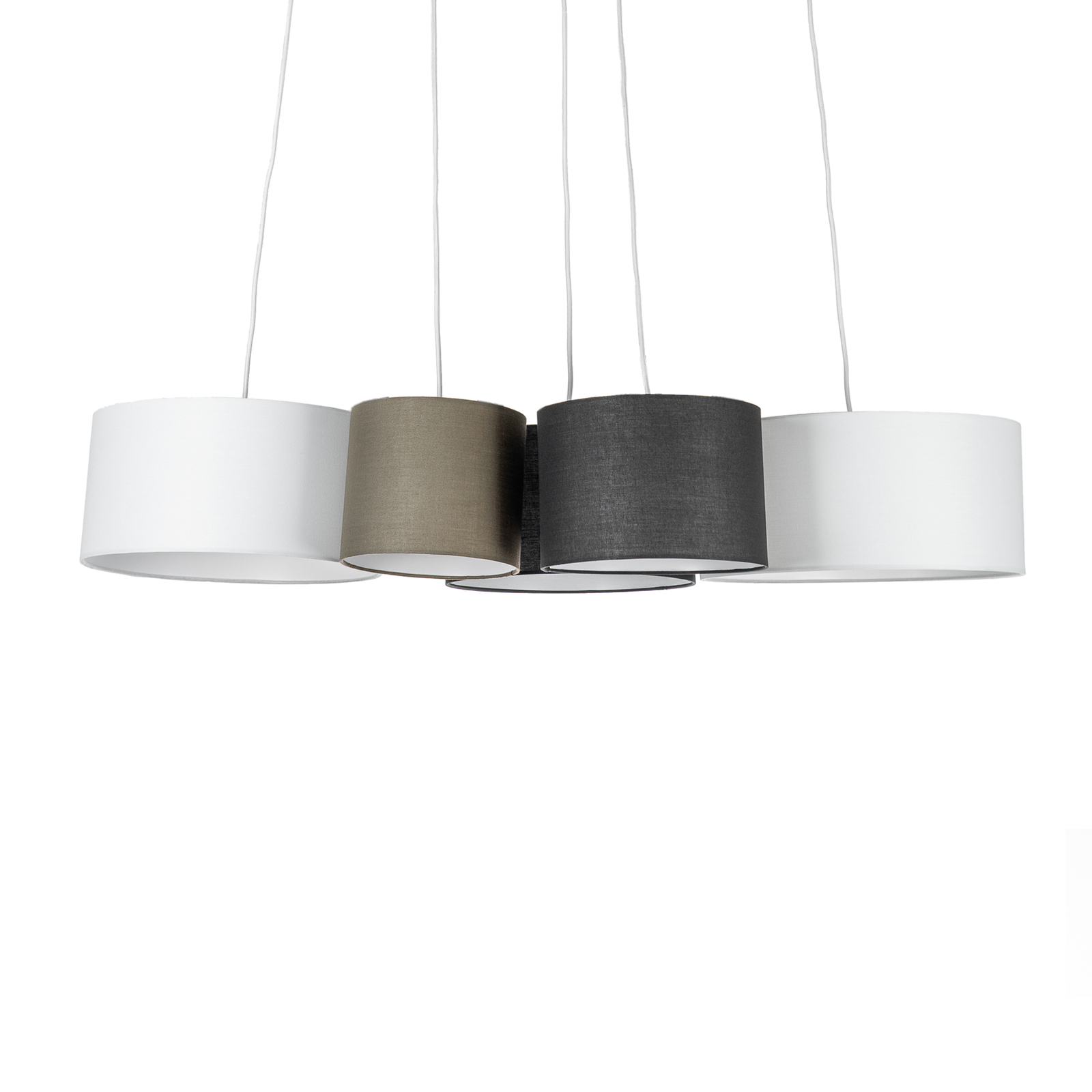Lindby Vironi suspension 5 lampes noir gris blanc