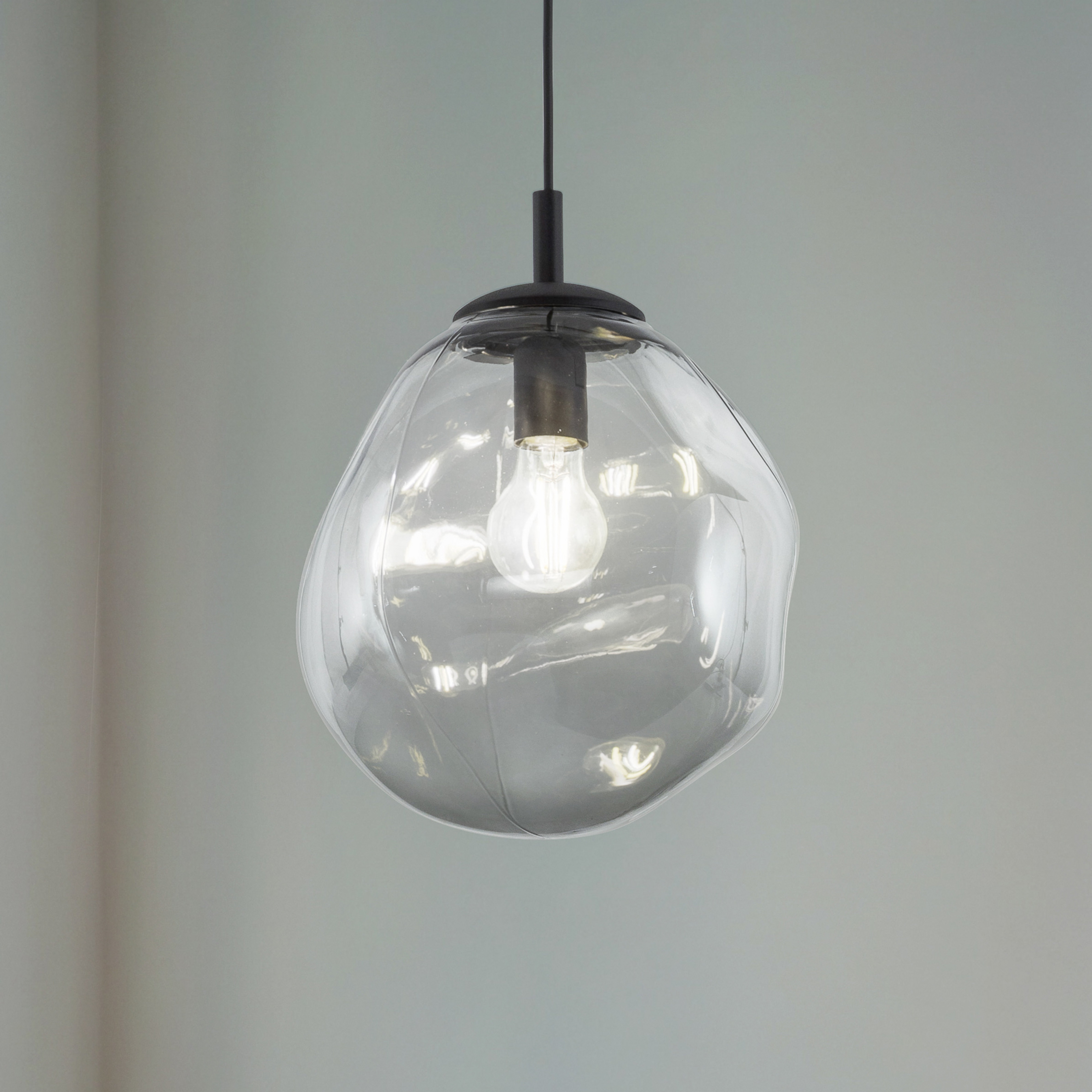 Hängeleuchte Sol Mini, Glas, Ø 25 cm, schwarz/grafitgrau