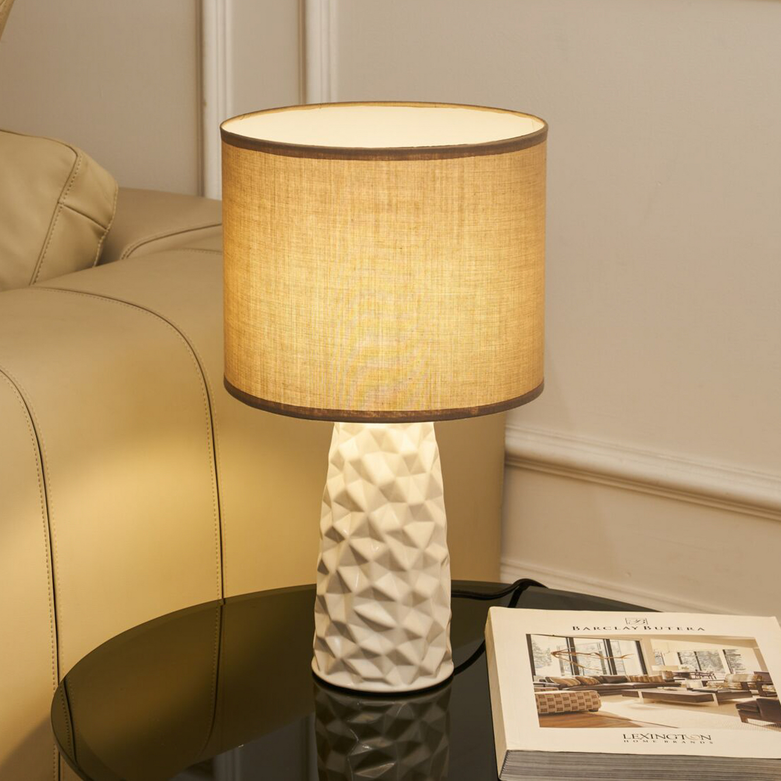 Pauleen-pöytälamppu FANCY SCULPT, taupe/beige, korkeus 41 cm