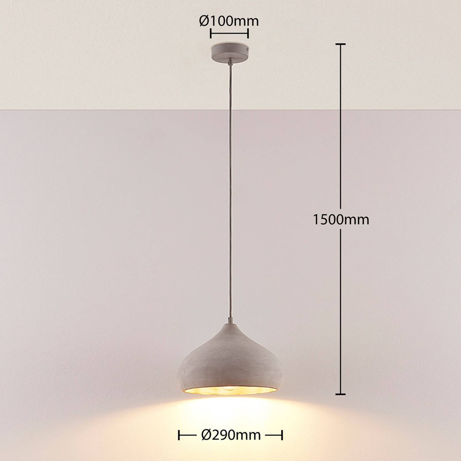 Lampa wisząca Lindby Morton, Ø 29 cm, szary, beton, E27