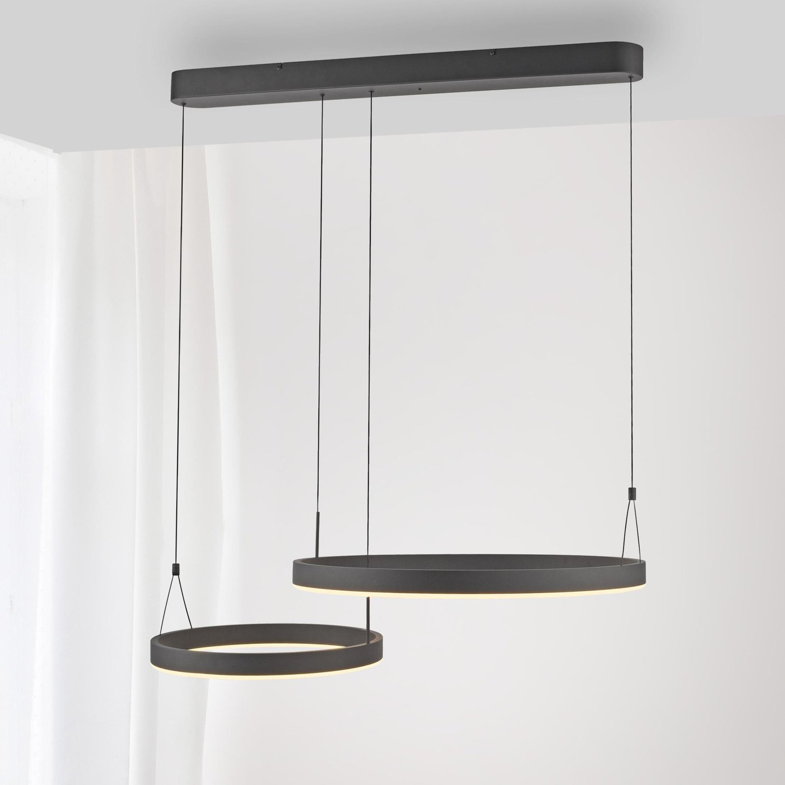 Paul Neuhaus Suspension LED Esko, noir, longueur 90 cm