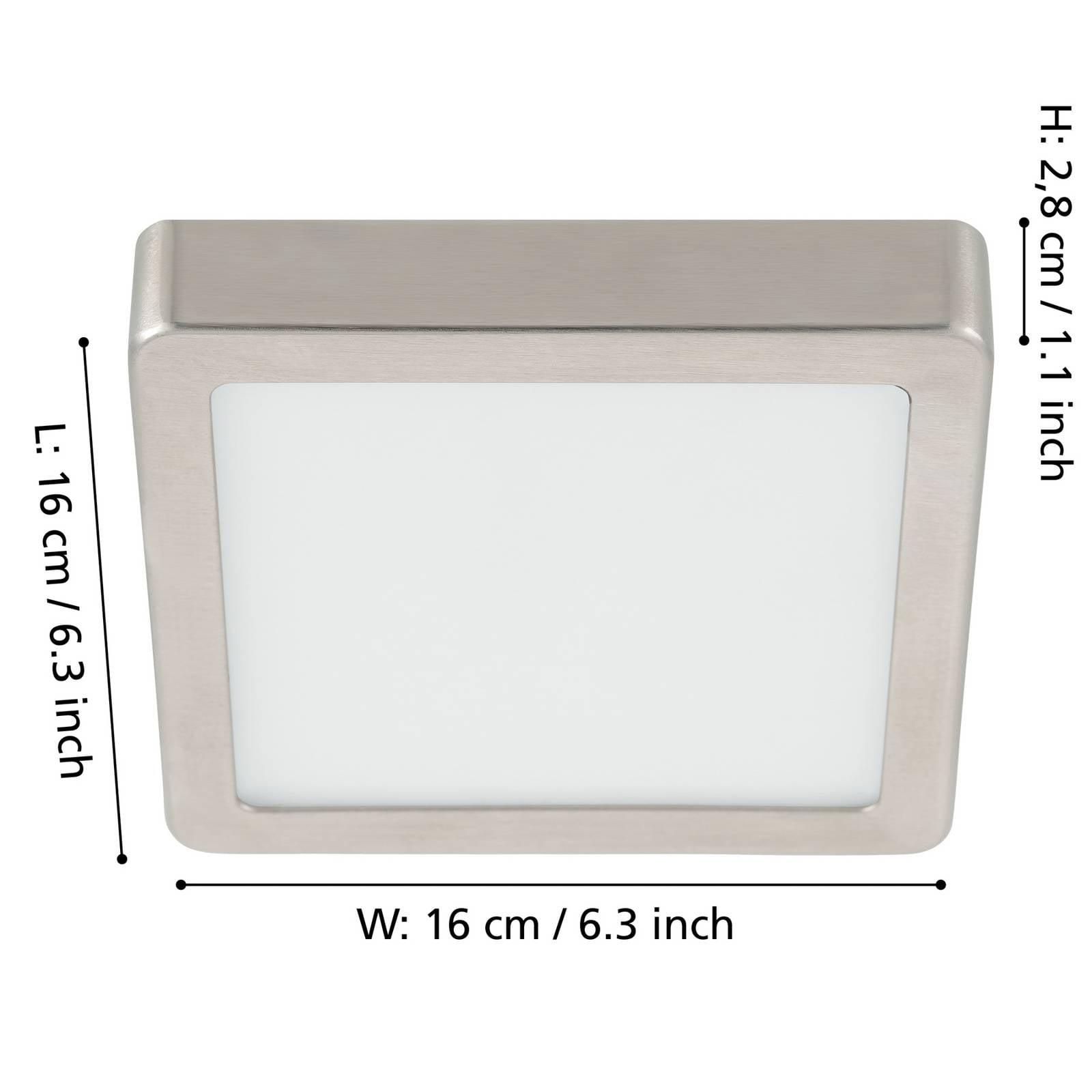Panel natynkowy LED Fueva 5 IP20 830 nikiel 16x16cm