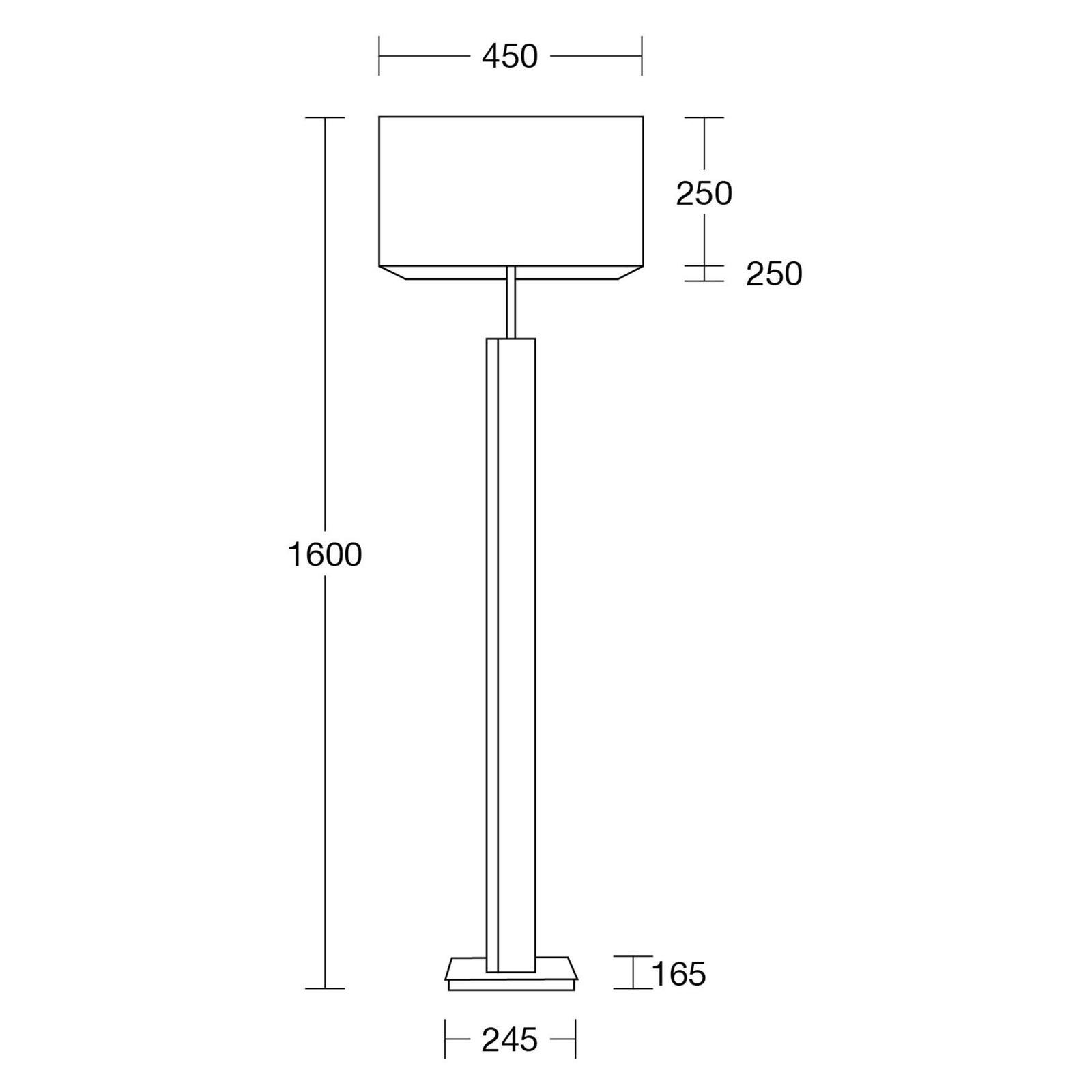 HerzBlut Miss Hilton floor lamp natural oak brass, for Living / Dining Room, wood, fabric, metal, E27, 60 W, energy efficiency: A++, L: 45 cm, W: 25 cm, H: 160 cm