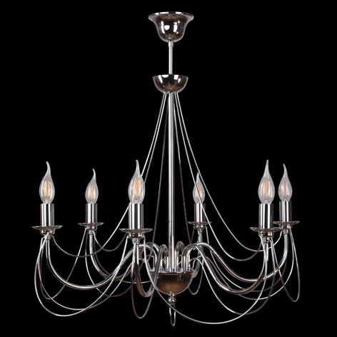 Kronleuchter Retro in Silber, 6fl. 75 cm Abhängung